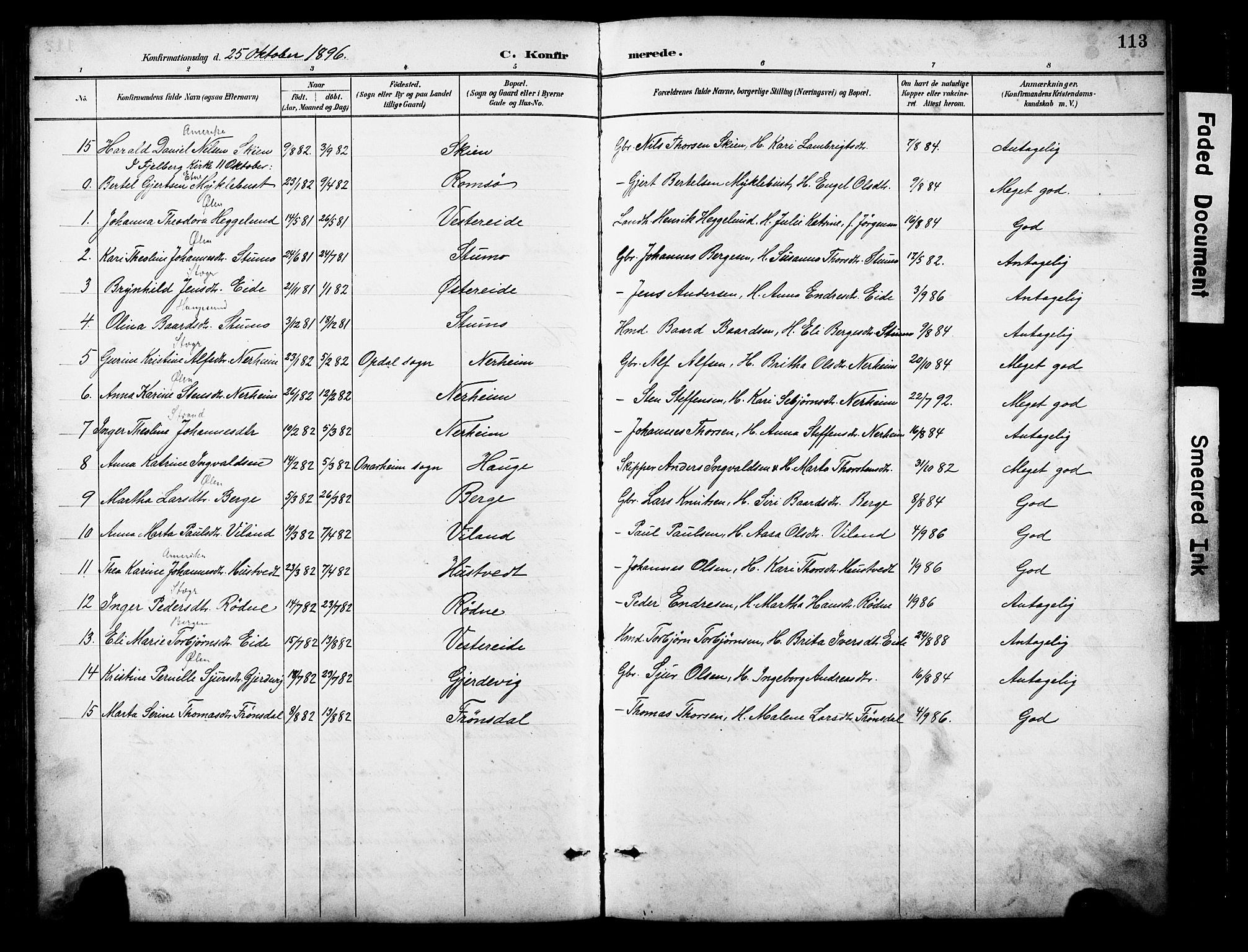 Ølen Sokneprestembete, AV/SAB-A-79201/H/Hab: Parish register (copy) no. A 4, 1888-1930, p. 113