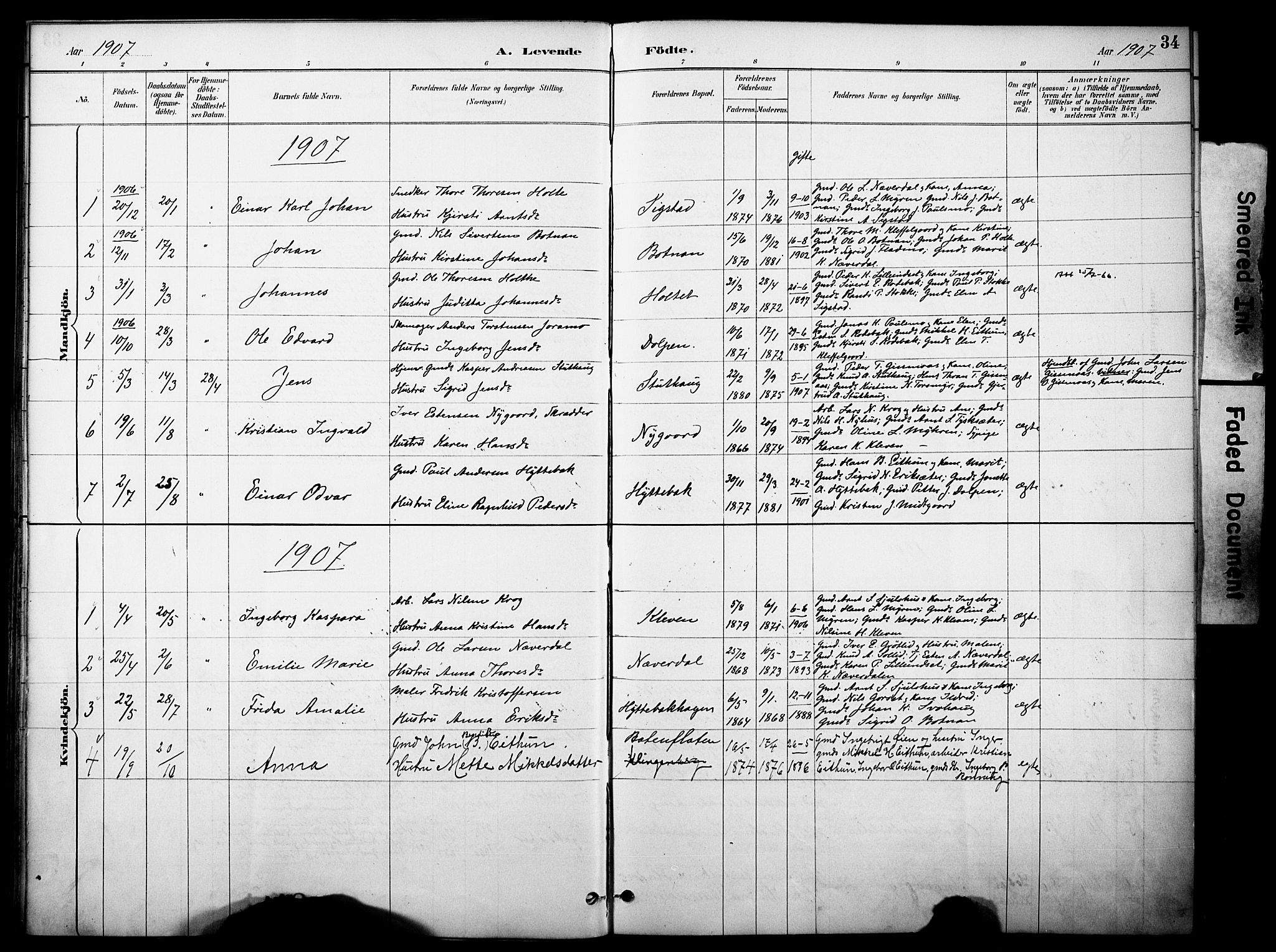 Kvikne prestekontor, AV/SAH-PREST-064/H/Ha/Haa/L0007: Parish register (official) no. 7, 1887-1911, p. 34