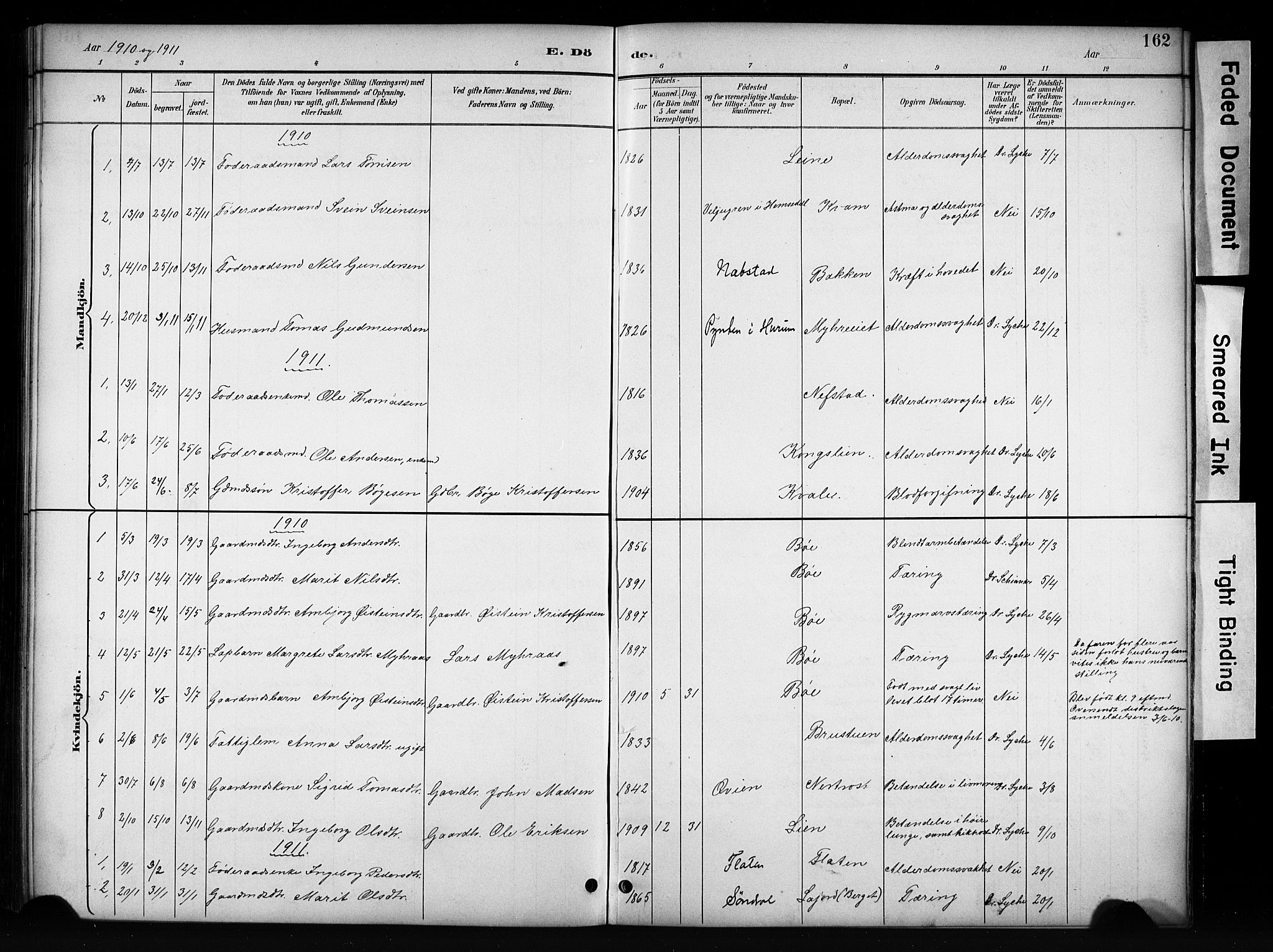 Vang prestekontor, Valdres, SAH/PREST-140/H/Hb/L0006: Parish register (copy) no. 6, 1893-1918, p. 162
