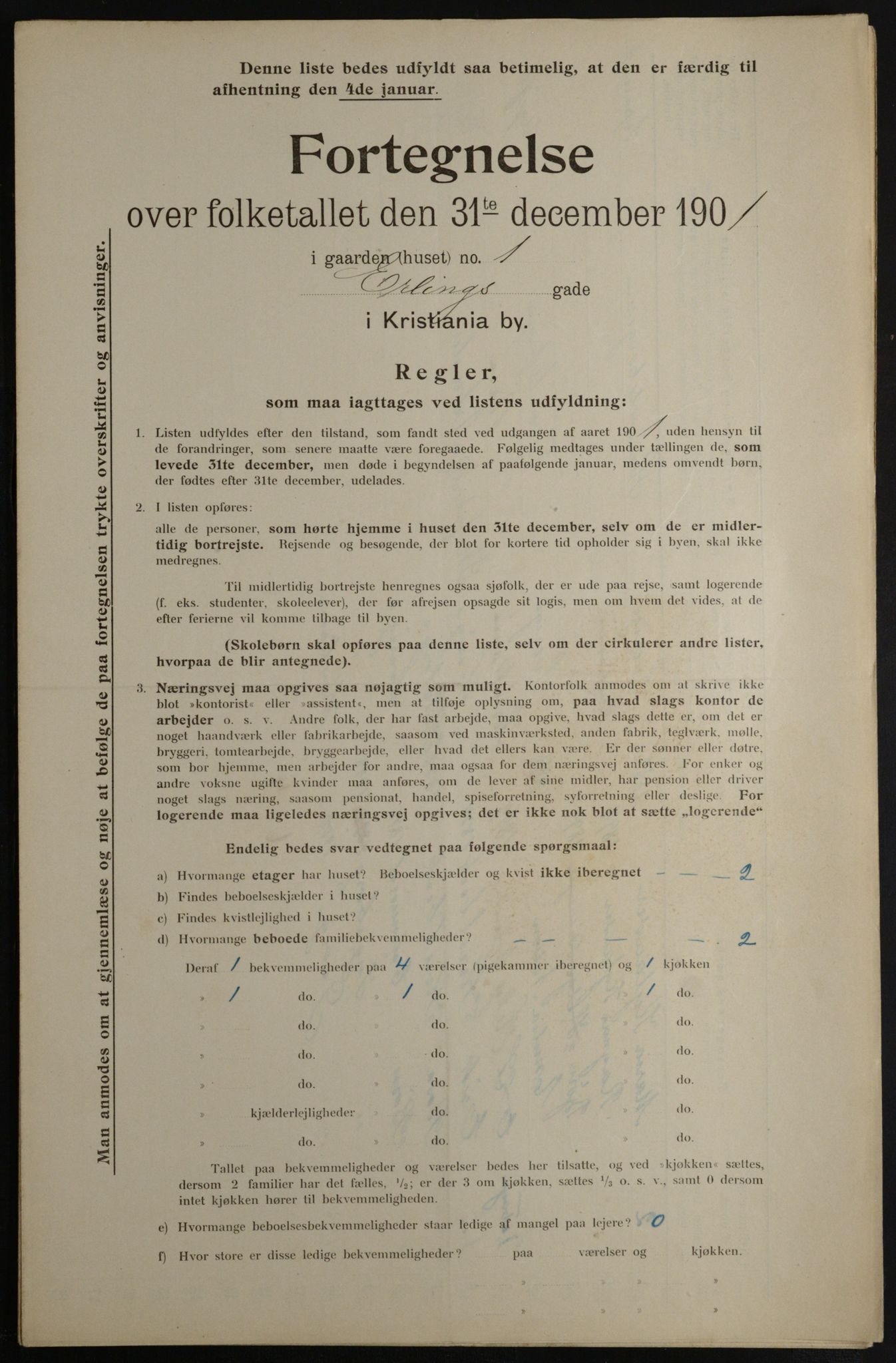 OBA, Municipal Census 1901 for Kristiania, 1901, p. 3552