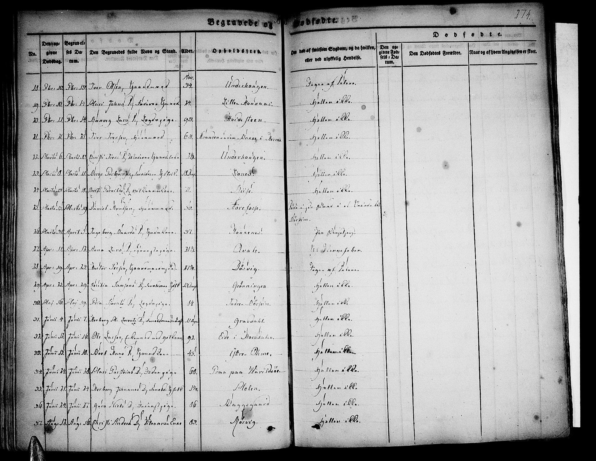 Strandebarm sokneprestembete, AV/SAB-A-78401/H/Haa: Parish register (official) no. A 6, 1826-1843, p. 274