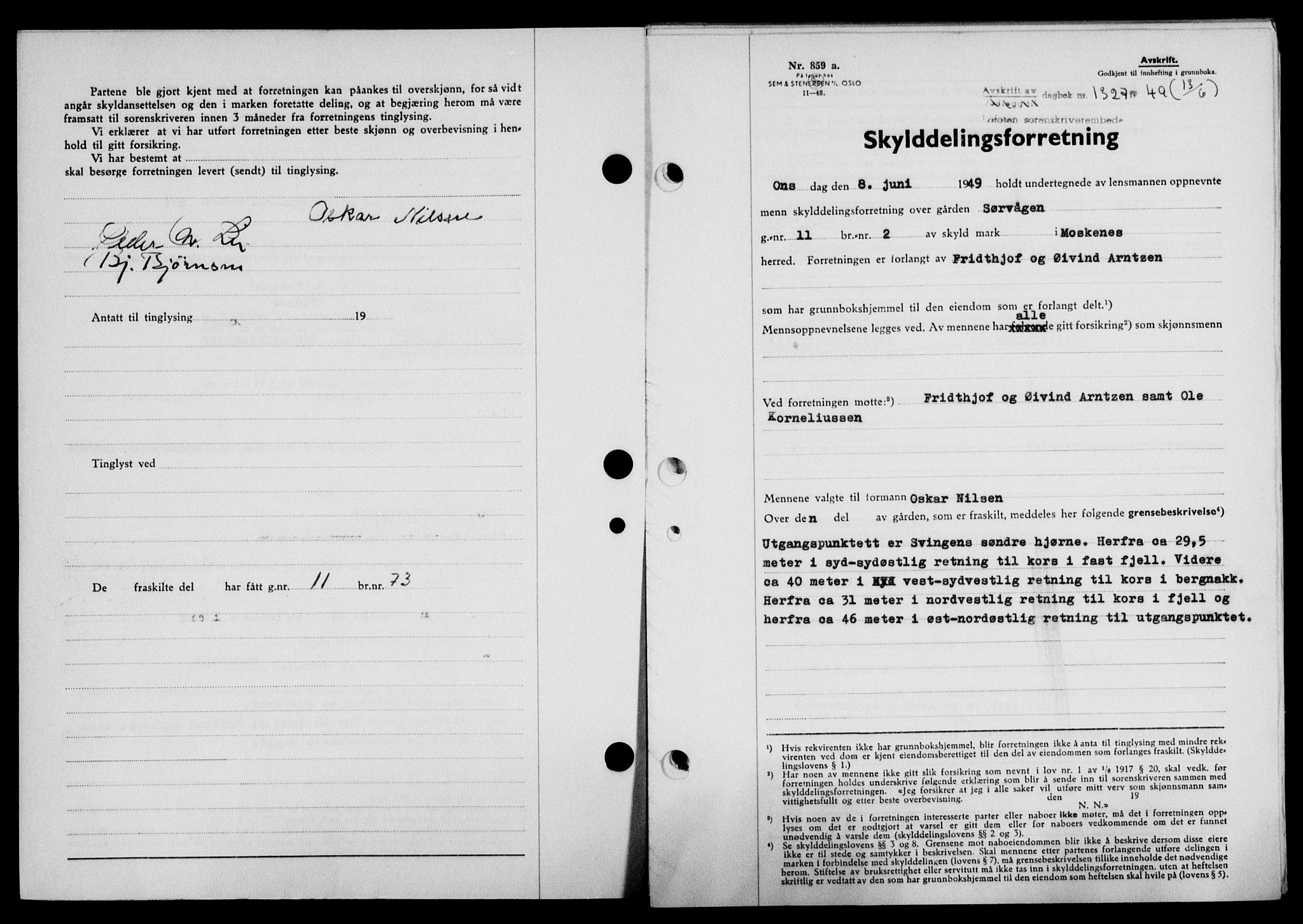 Lofoten sorenskriveri, SAT/A-0017/1/2/2C/L0021a: Mortgage book no. 21a, 1949-1949, Diary no: : 1327/1949