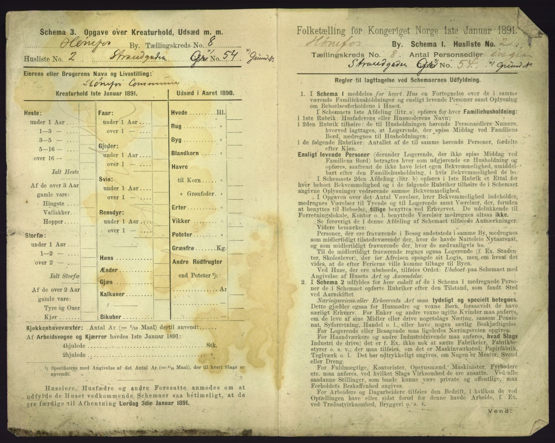 RA, 1891 census for 0601 Hønefoss, 1891, p. 209