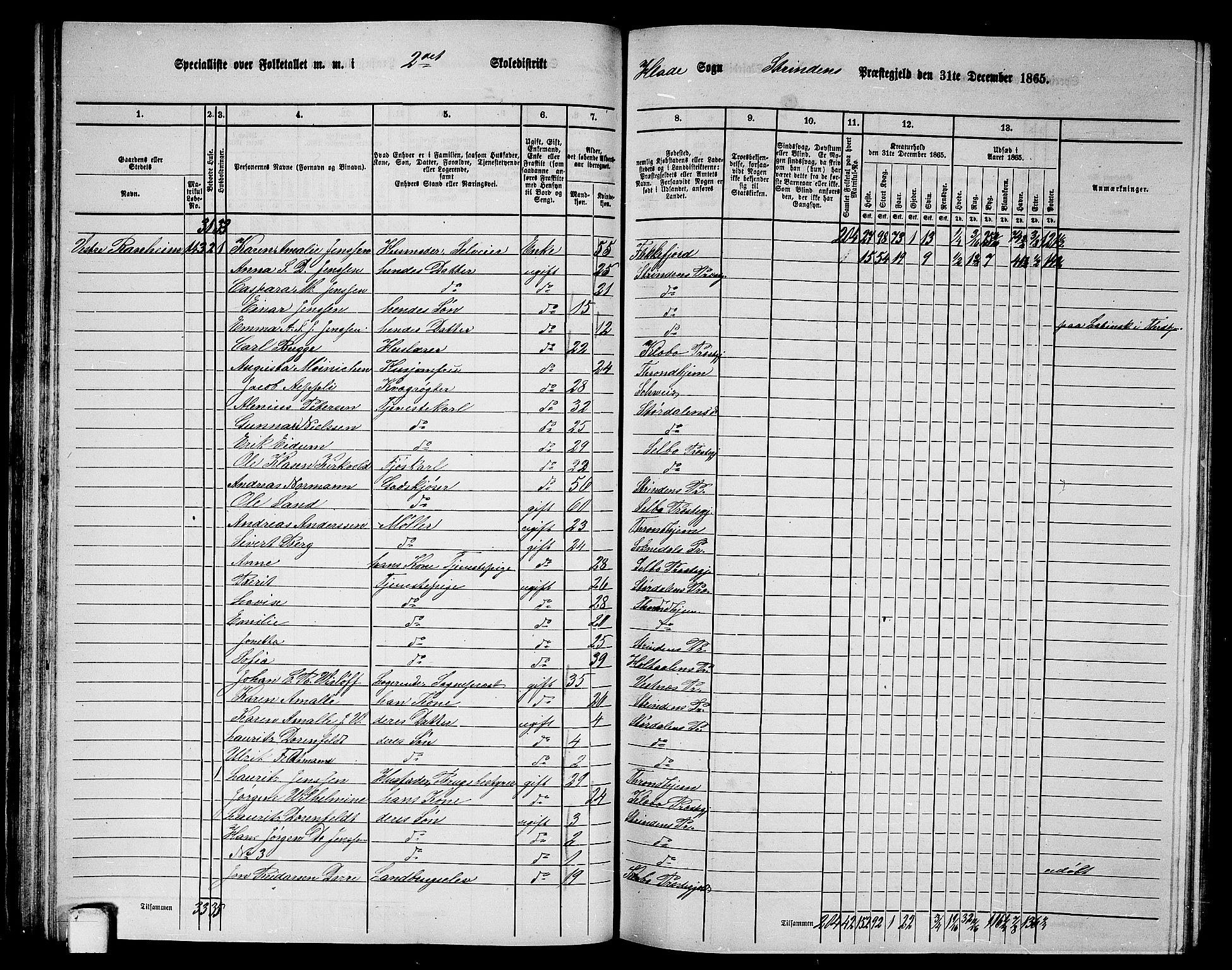 RA, 1865 census for Strinda, 1865, p. 54