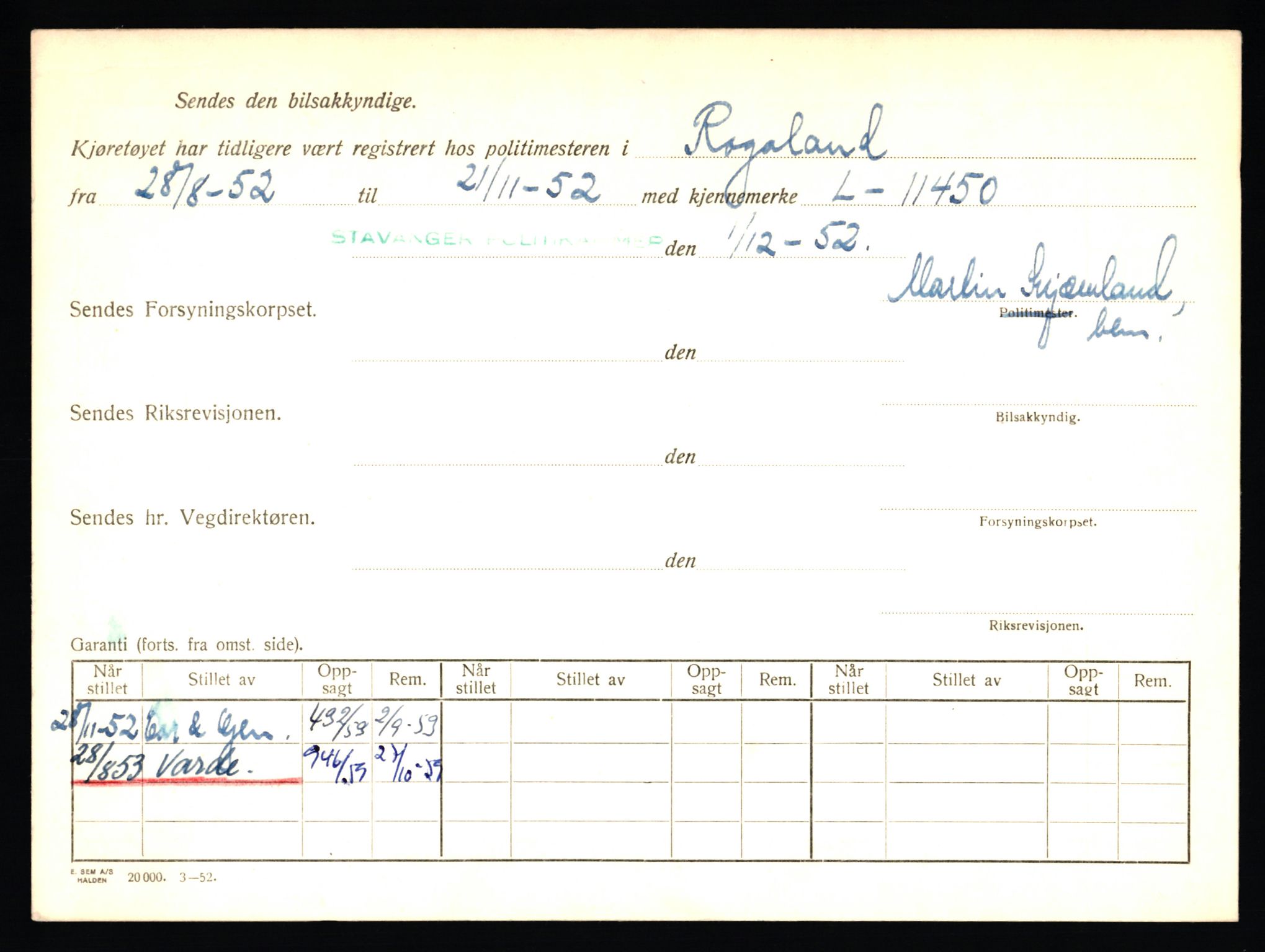 Stavanger trafikkstasjon, SAST/A-101942/0/F/L0010: L-3350 - L-3699, 1930-1971, p. 1656