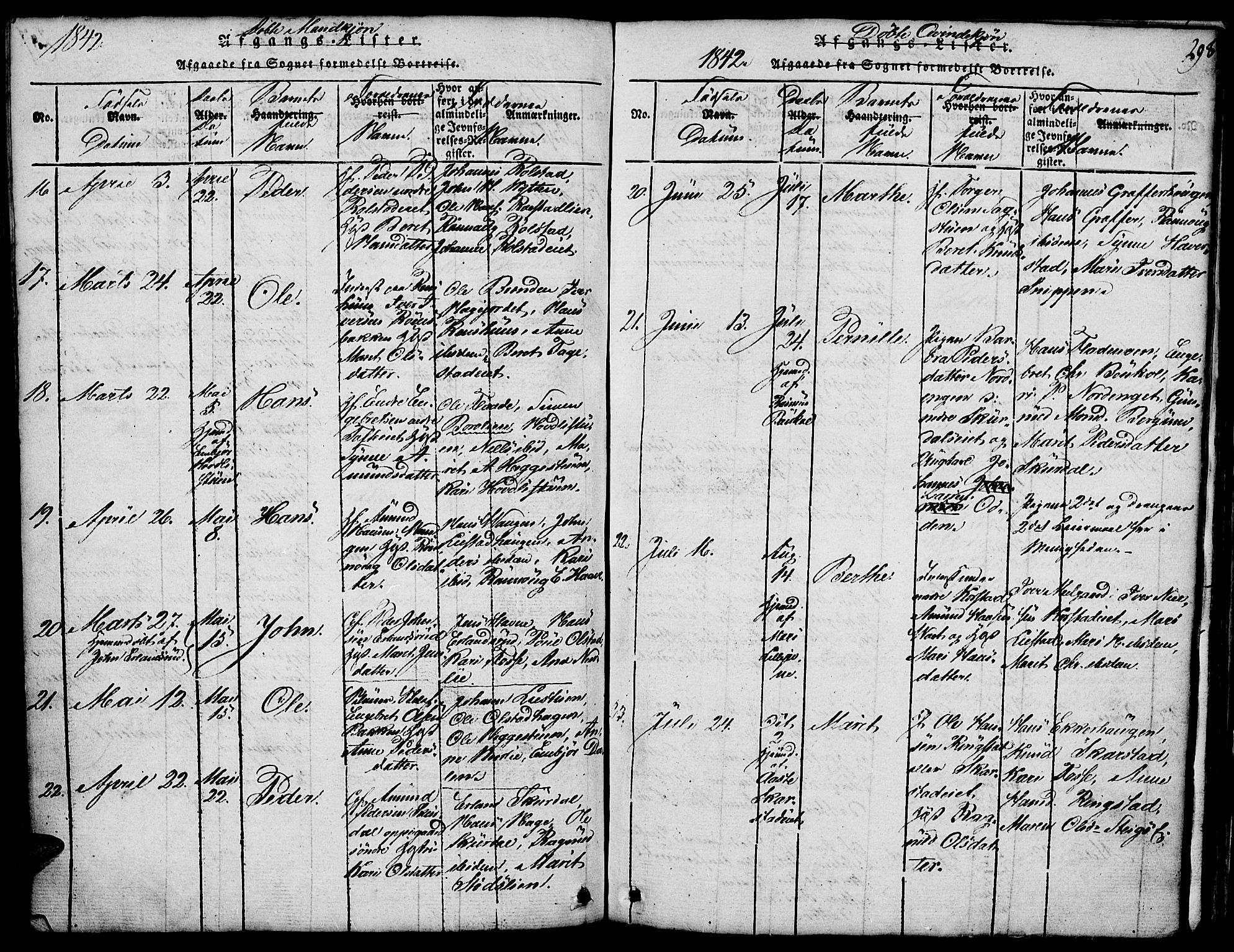 Fron prestekontor, SAH/PREST-078/H/Ha/Hab/L0001: Parish register (copy) no. 1, 1816-1843, p. 298