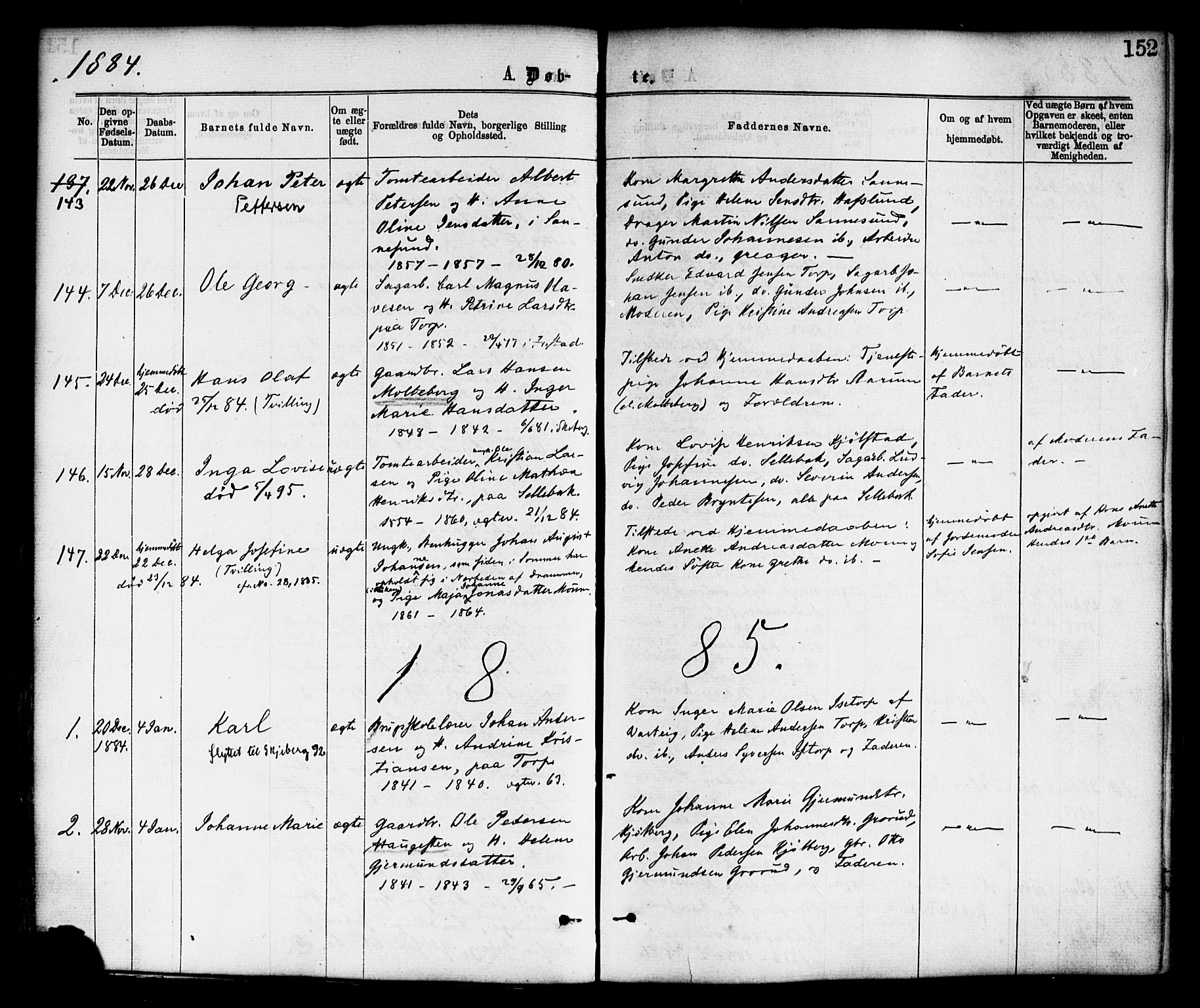 Borge prestekontor Kirkebøker, AV/SAO-A-10903/F/Fa/L0007: Parish register (official) no. I 7, 1875-1886, p. 152