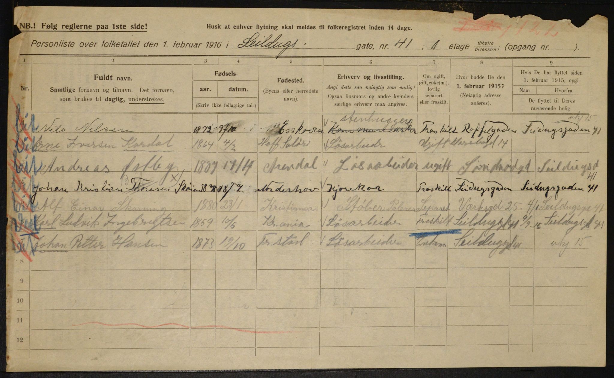 OBA, Municipal Census 1916 for Kristiania, 1916, p. 96950