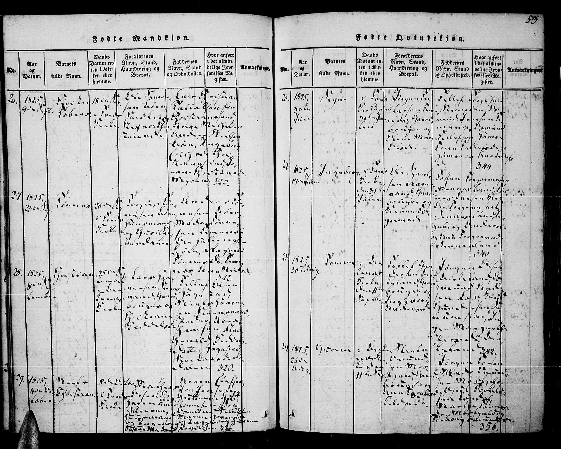 Tveit sokneprestkontor, SAK/1111-0043/F/Fa/L0002: Parish register (official) no. A 2, 1820-1830, p. 53