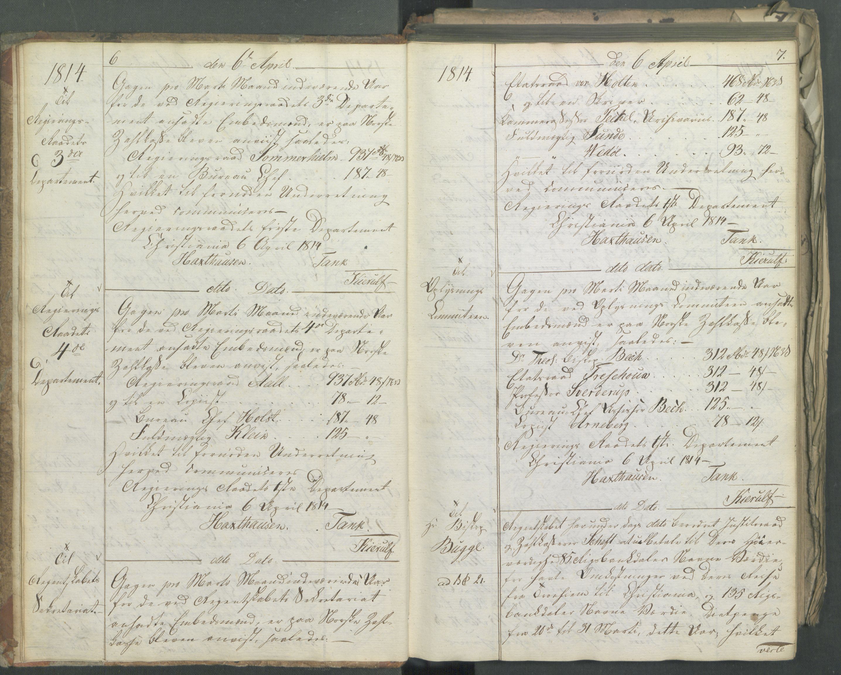 Departementene i 1814, AV/RA-S-3899/Fa/L0011: Bokholderkontoret - Kopibok, 1814, p. 6-7