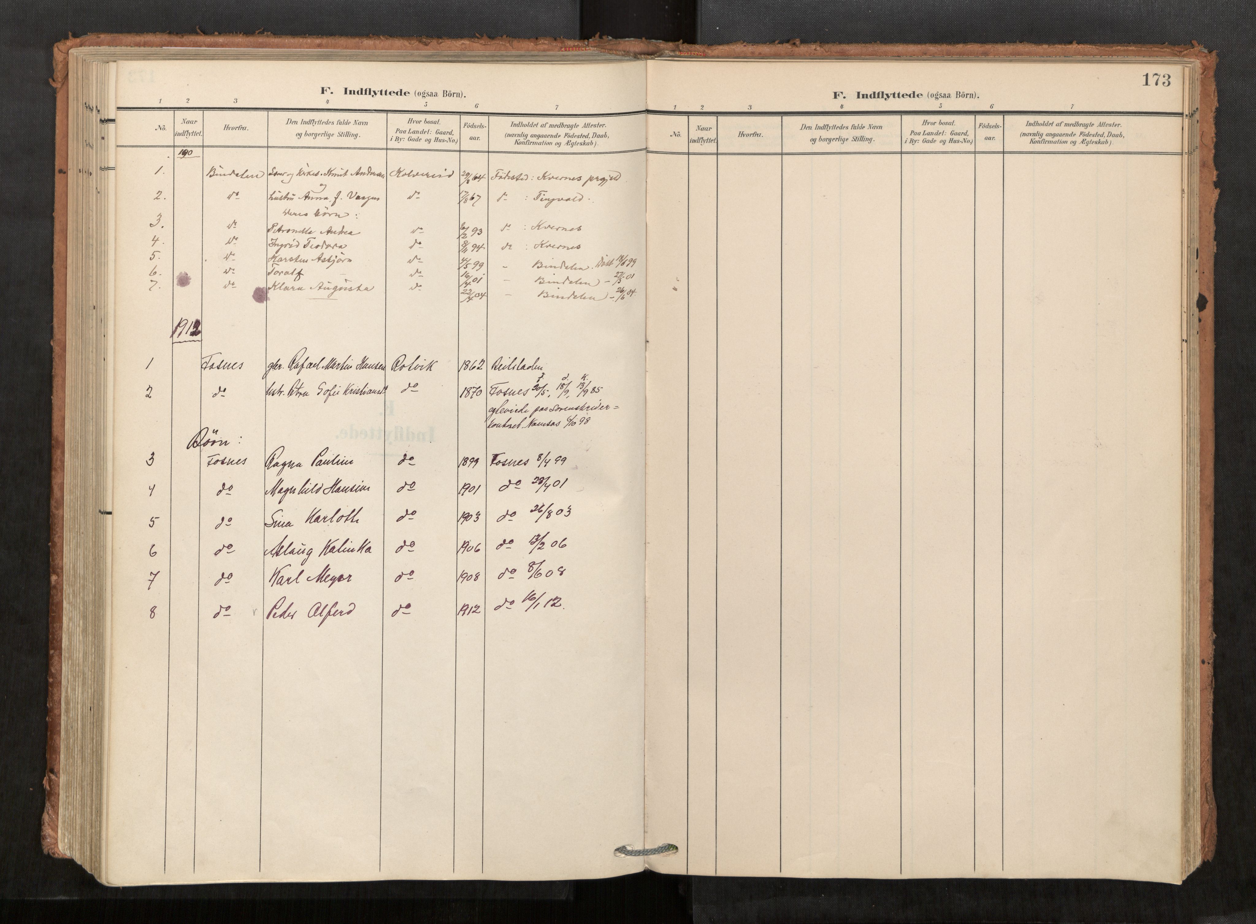 Kolvereid sokneprestkontor, SAT/A-1171/H/Ha/Haa/L0001: Parish register (official) no. 1, 1903-1922, p. 173
