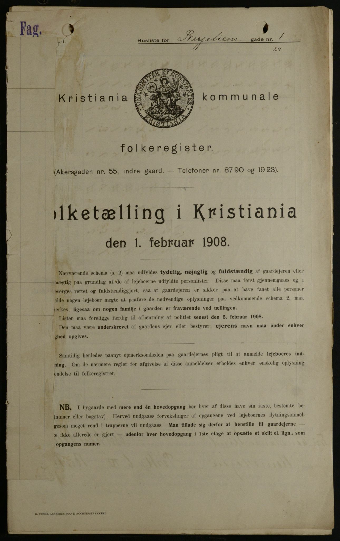 OBA, Municipal Census 1908 for Kristiania, 1908, p. 4020