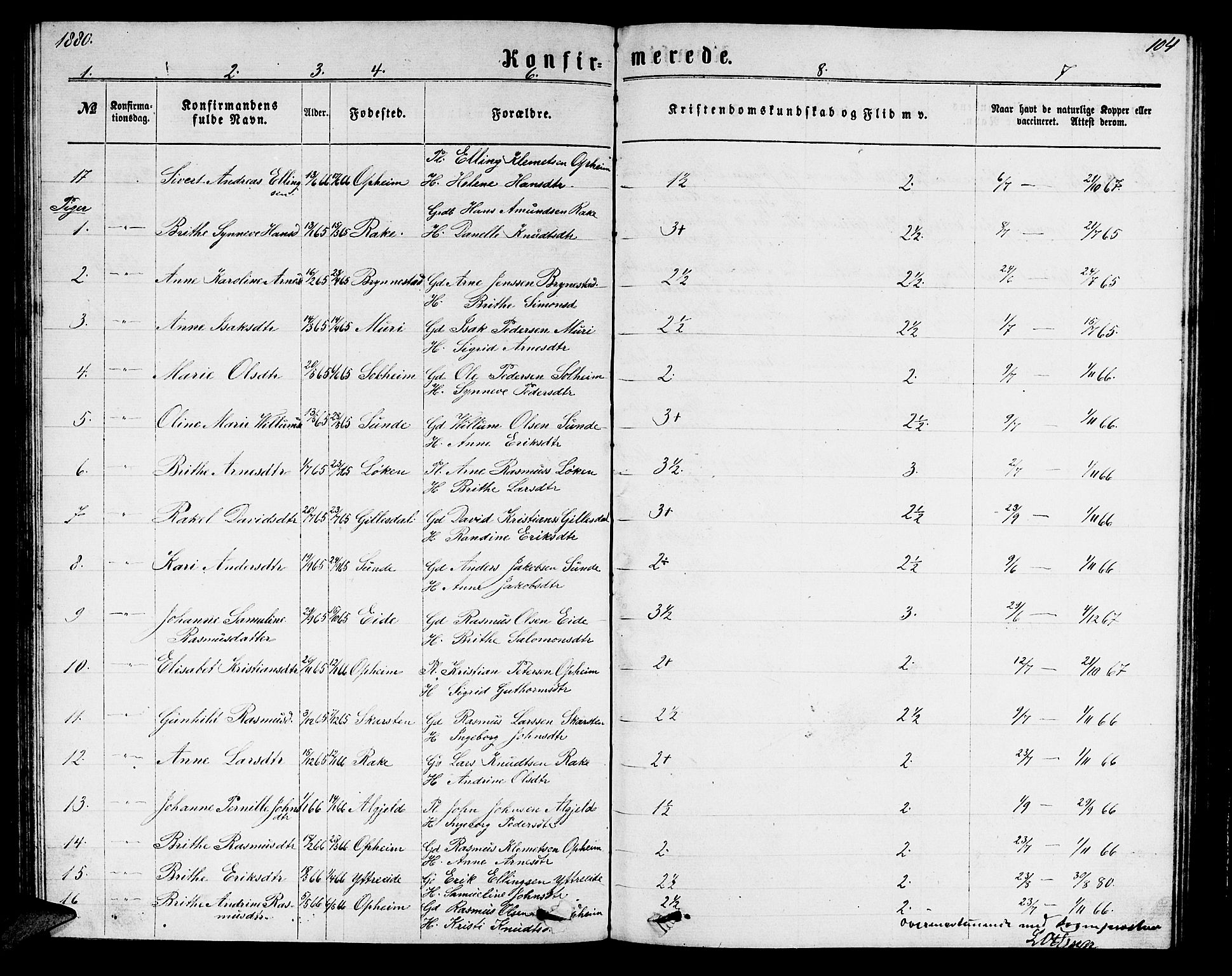 Innvik sokneprestembete, SAB/A-80501: Parish register (copy) no. B 2, 1864-1885, p. 104