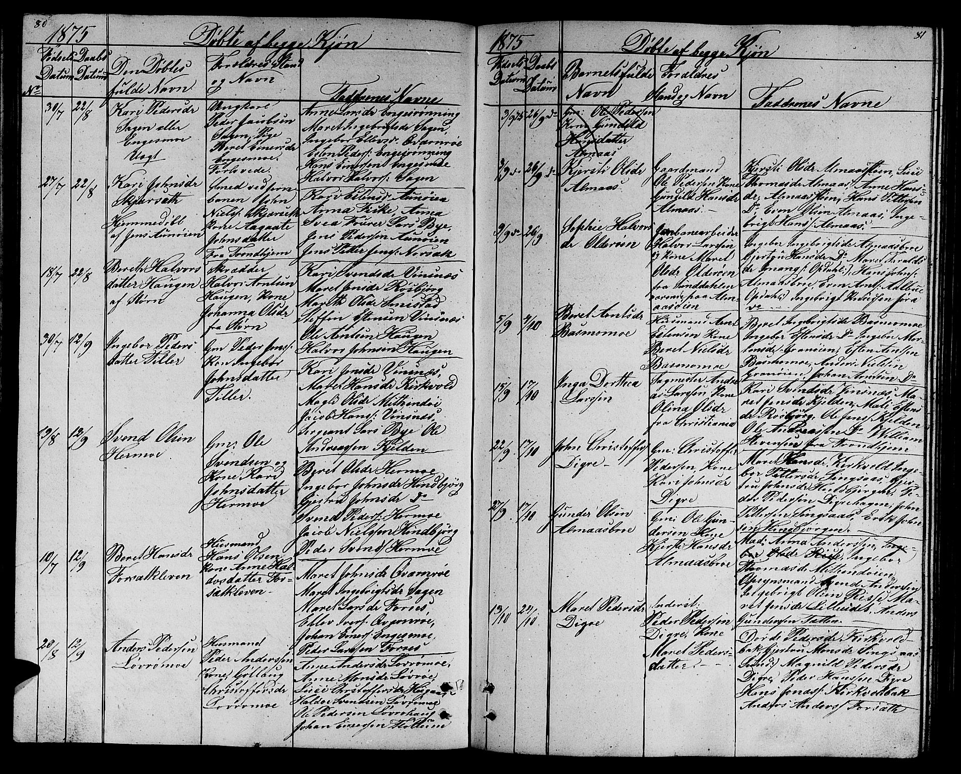 Ministerialprotokoller, klokkerbøker og fødselsregistre - Sør-Trøndelag, SAT/A-1456/688/L1027: Parish register (copy) no. 688C02, 1861-1889, p. 80-81
