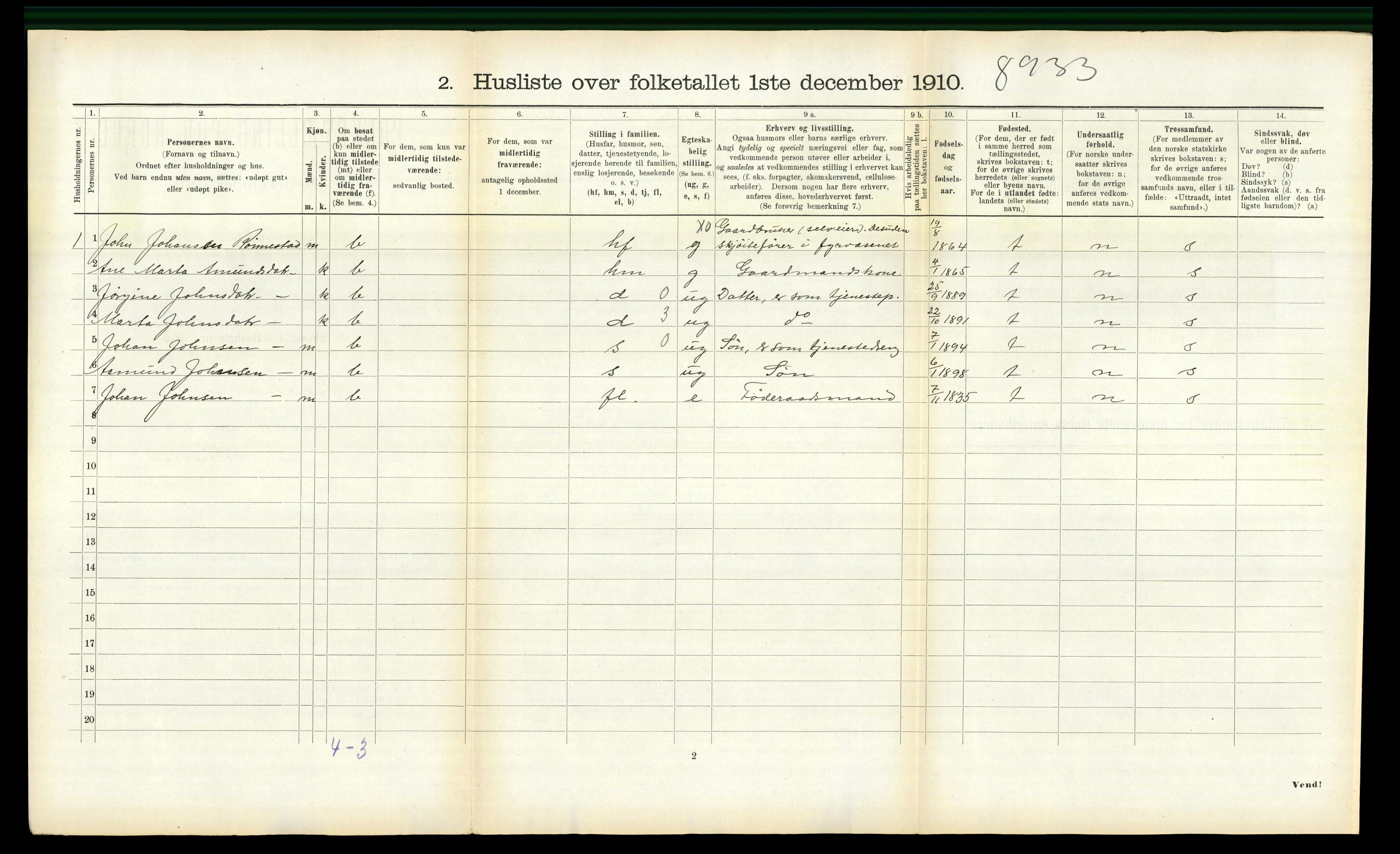 RA, 1910 census for Volda, 1910, p. 1339