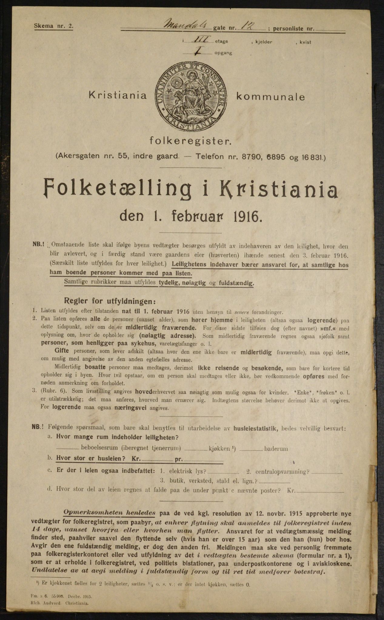 OBA, Municipal Census 1916 for Kristiania, 1916, p. 61758