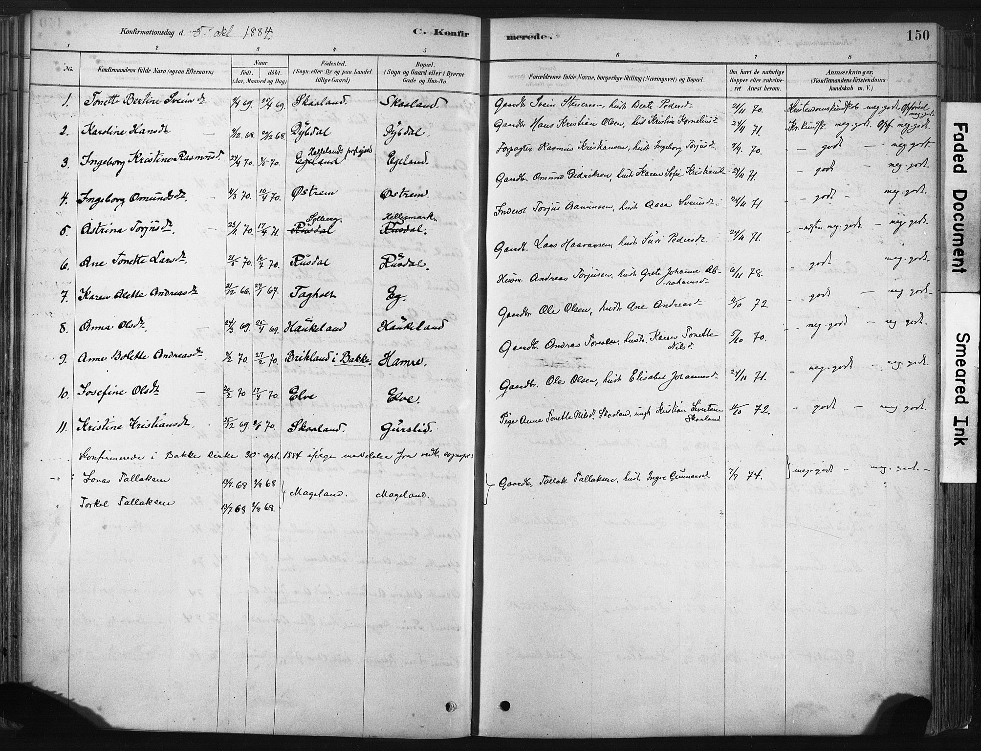 Lund sokneprestkontor, AV/SAST-A-101809/S06/L0011: Parish register (official) no. A 10, 1877-1904, p. 150