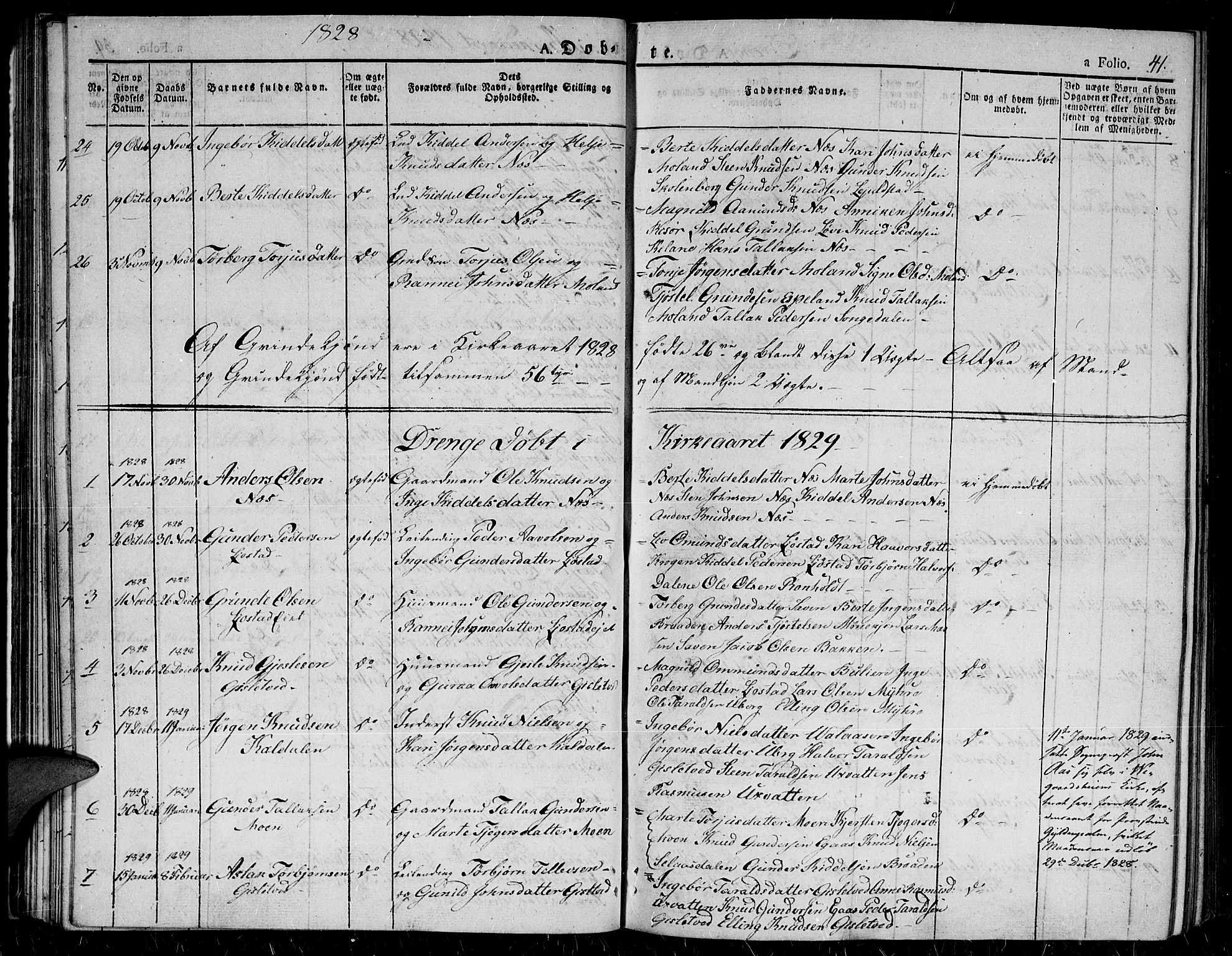 Gjerstad sokneprestkontor, AV/SAK-1111-0014/F/Fa/Fab/L0001: Parish register (official) no. A 1, 1820-1835, p. 41