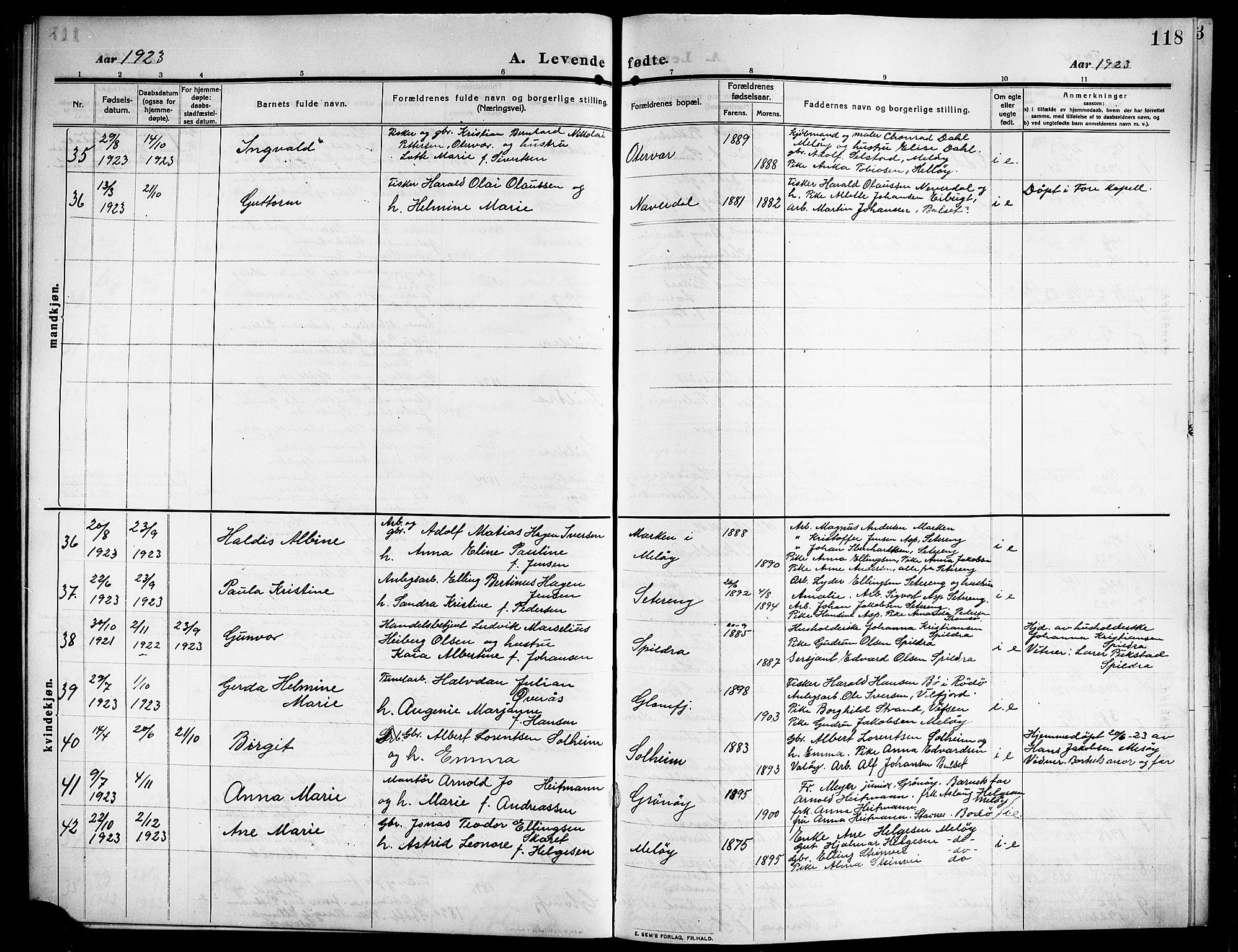 Ministerialprotokoller, klokkerbøker og fødselsregistre - Nordland, AV/SAT-A-1459/843/L0639: Parish register (copy) no. 843C08, 1908-1924, p. 118