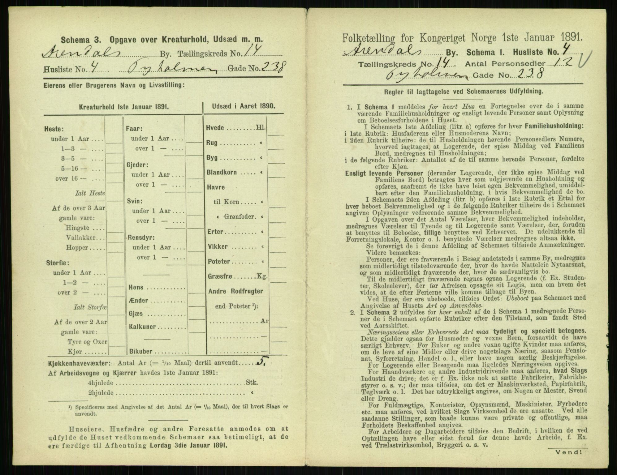 RA, 1891 census for 0903 Arendal, 1891, p. 744