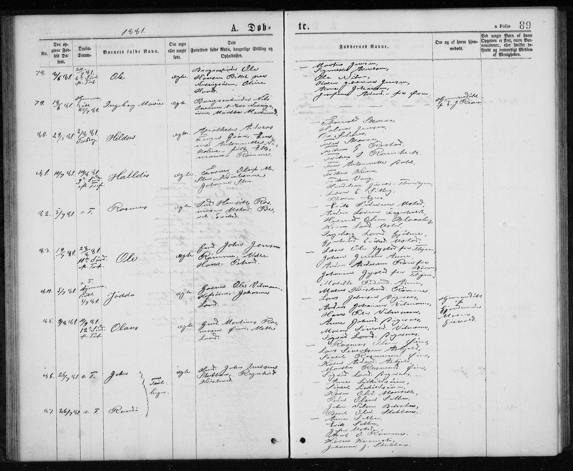 Ministerialprotokoller, klokkerbøker og fødselsregistre - Sør-Trøndelag, AV/SAT-A-1456/668/L0817: Parish register (copy) no. 668C06, 1873-1884, p. 89