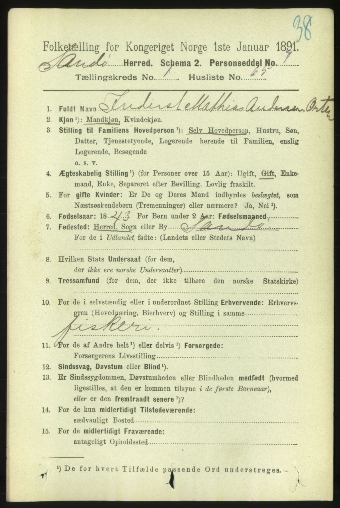 RA, 1891 census for 1546 Sandøy, 1891, p. 464