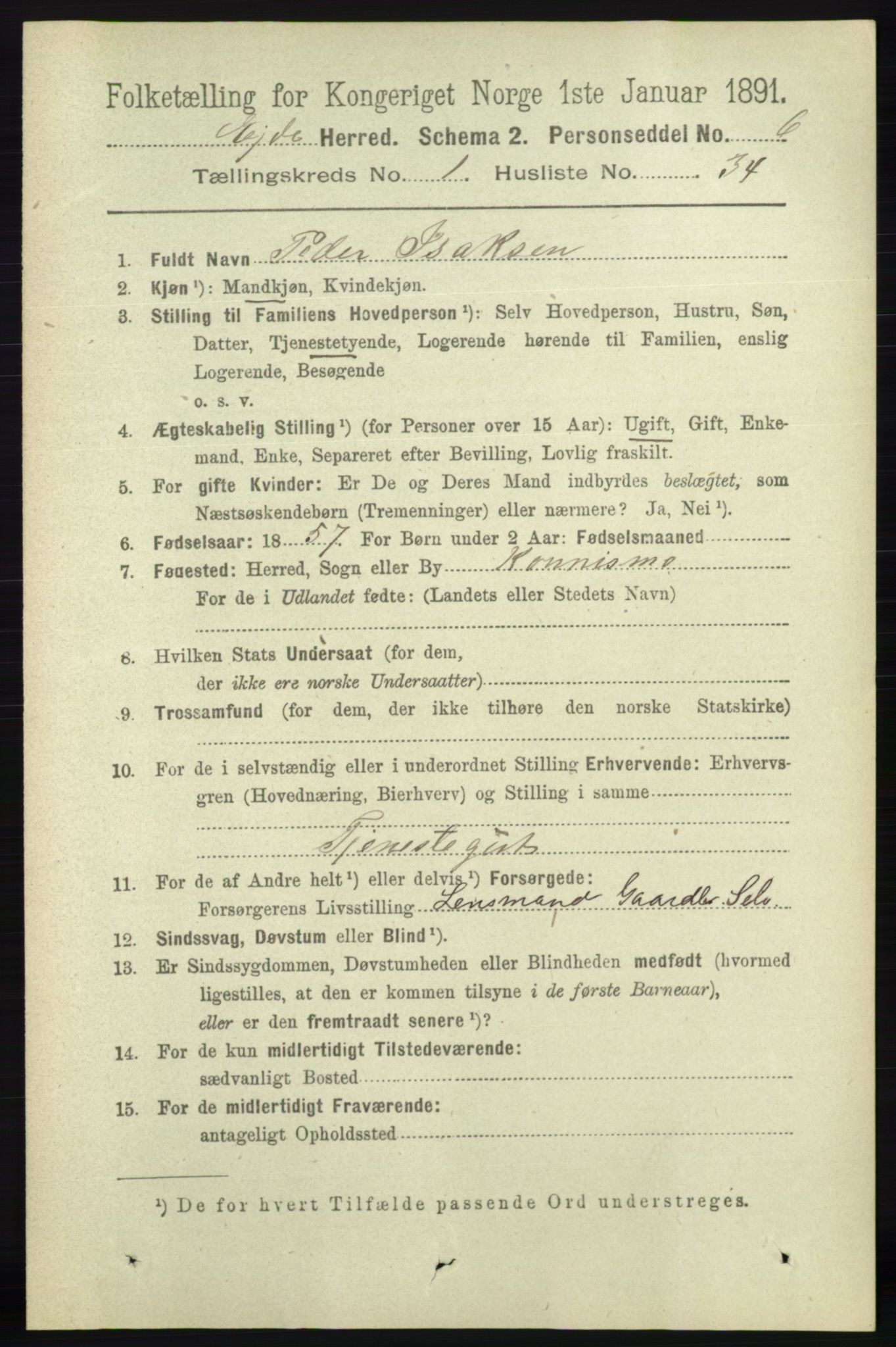 RA, 1891 census for 0925 Eide, 1891, p. 276