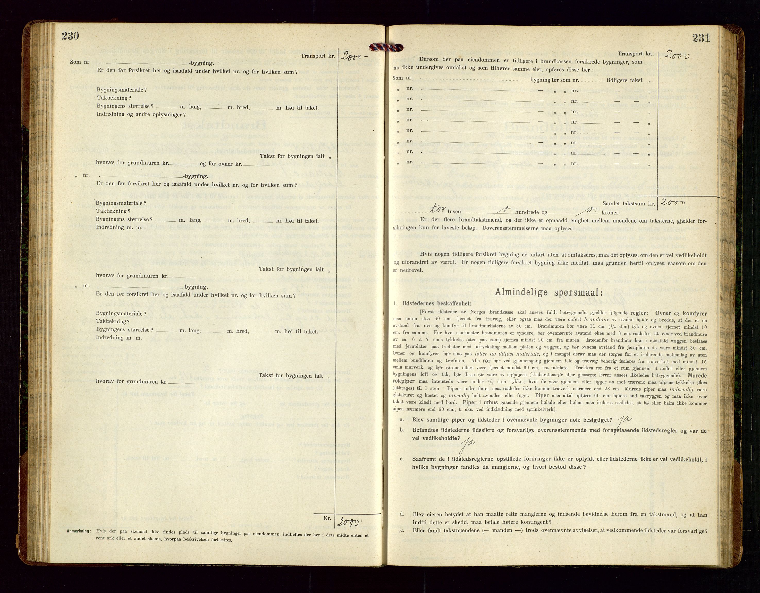 Nedstrand lensmannskontor, AV/SAST-A-100236/Gob/L0002: "Brandtakstprotokol for Nerstrand lensmandsdistrikt Rogaland Fylke", 1916-1949, p. 230-231