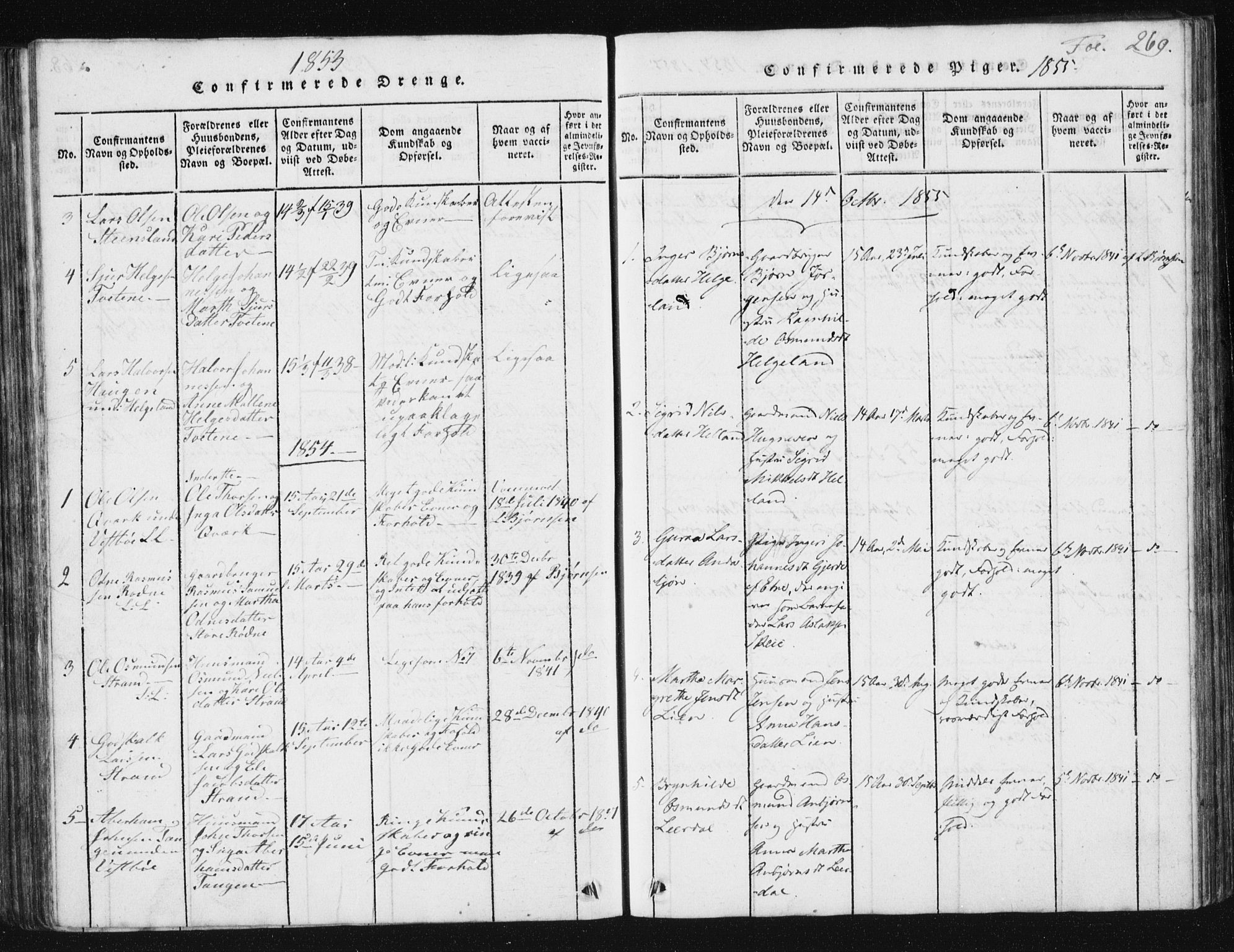 Vikedal sokneprestkontor, SAST/A-101840/01/V: Parish register (copy) no. B 2, 1816-1863, p. 269