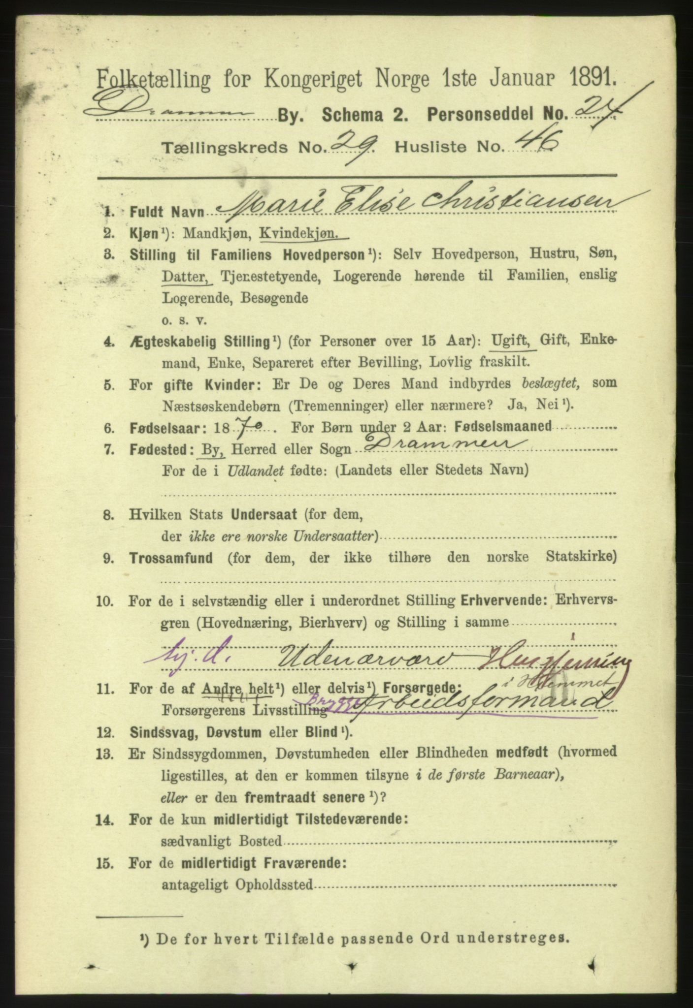 RA, 1891 census for 0602 Drammen, 1891, p. 18067