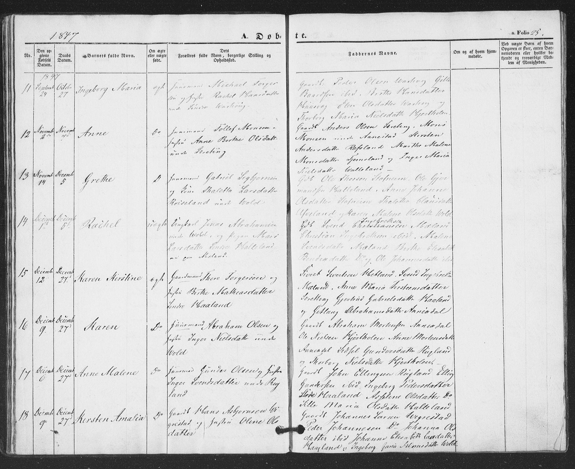 Hå sokneprestkontor, AV/SAST-A-101801/001/30BA/L0007: Parish register (official) no. A 6, 1842-1855, p. 25