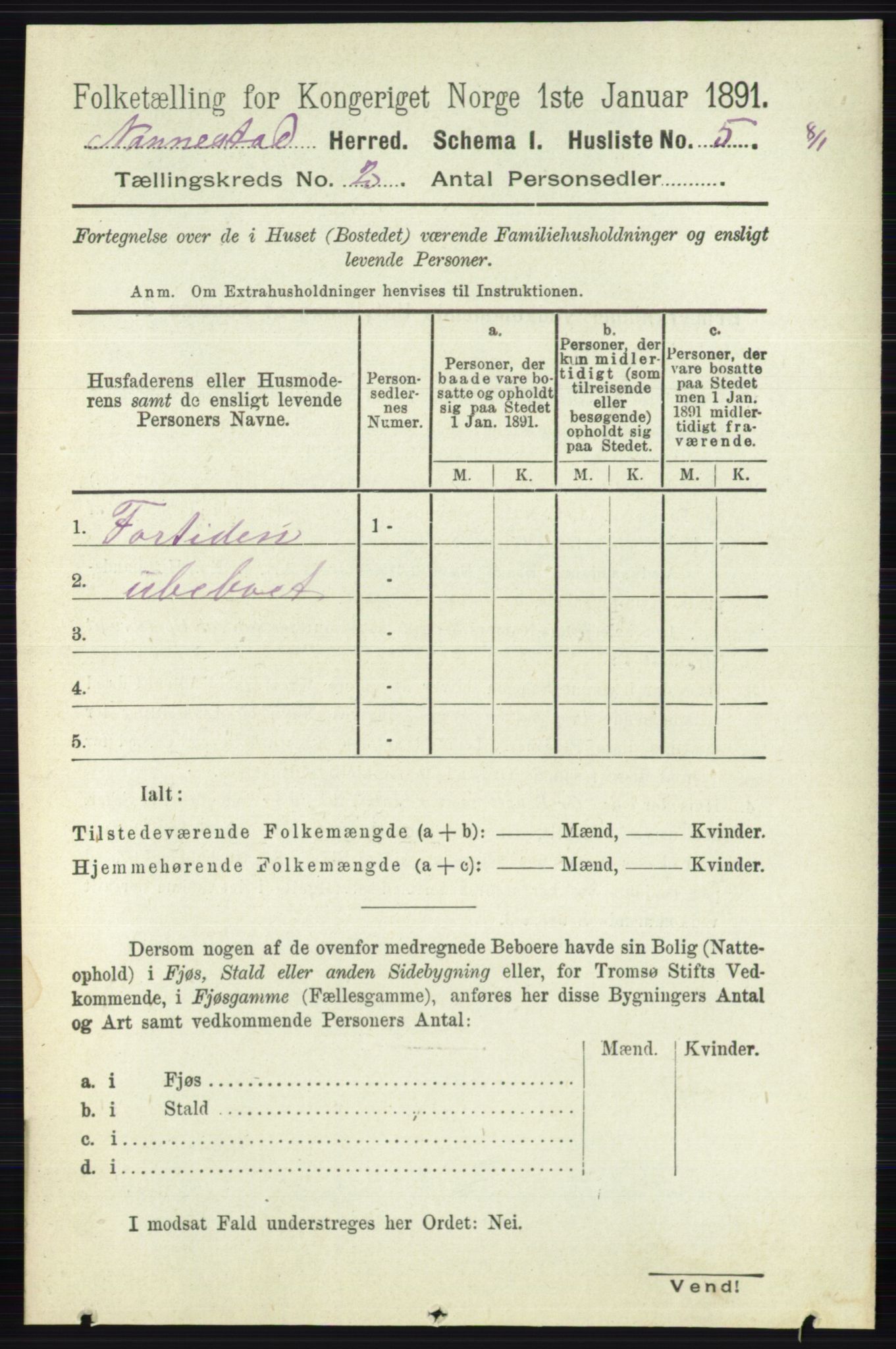 RA, 1891 census for 0238 Nannestad, 1891, p. 824