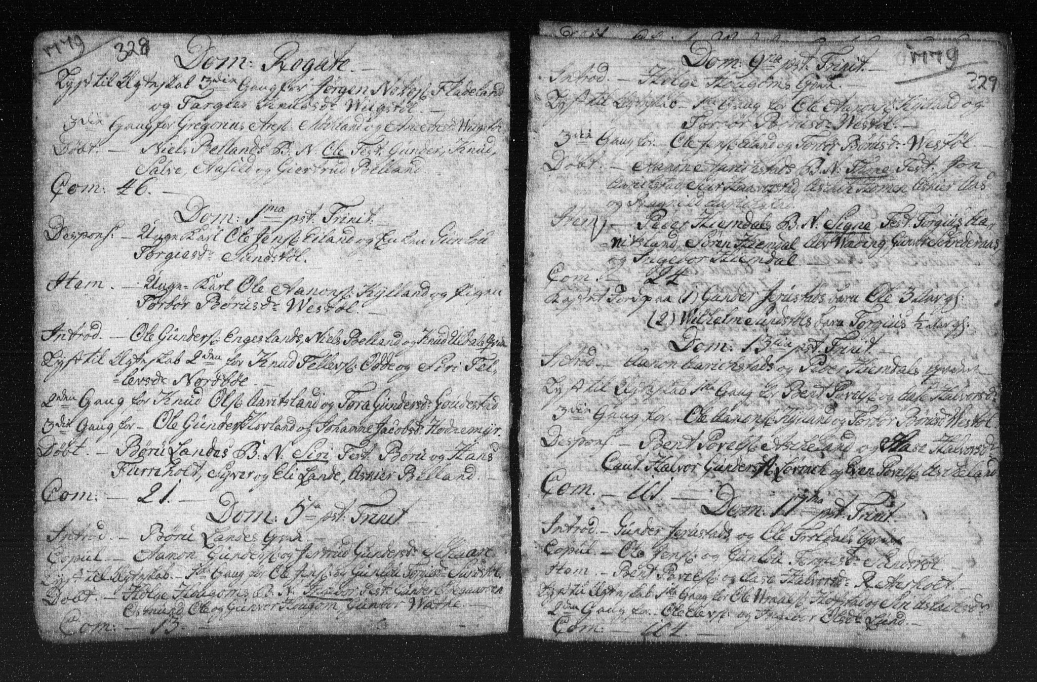 Herefoss sokneprestkontor, AV/SAK-1111-0019/F/Fa/Fab/L0001: Parish register (official) no. A 1, 1704-1779, p. 328-329
