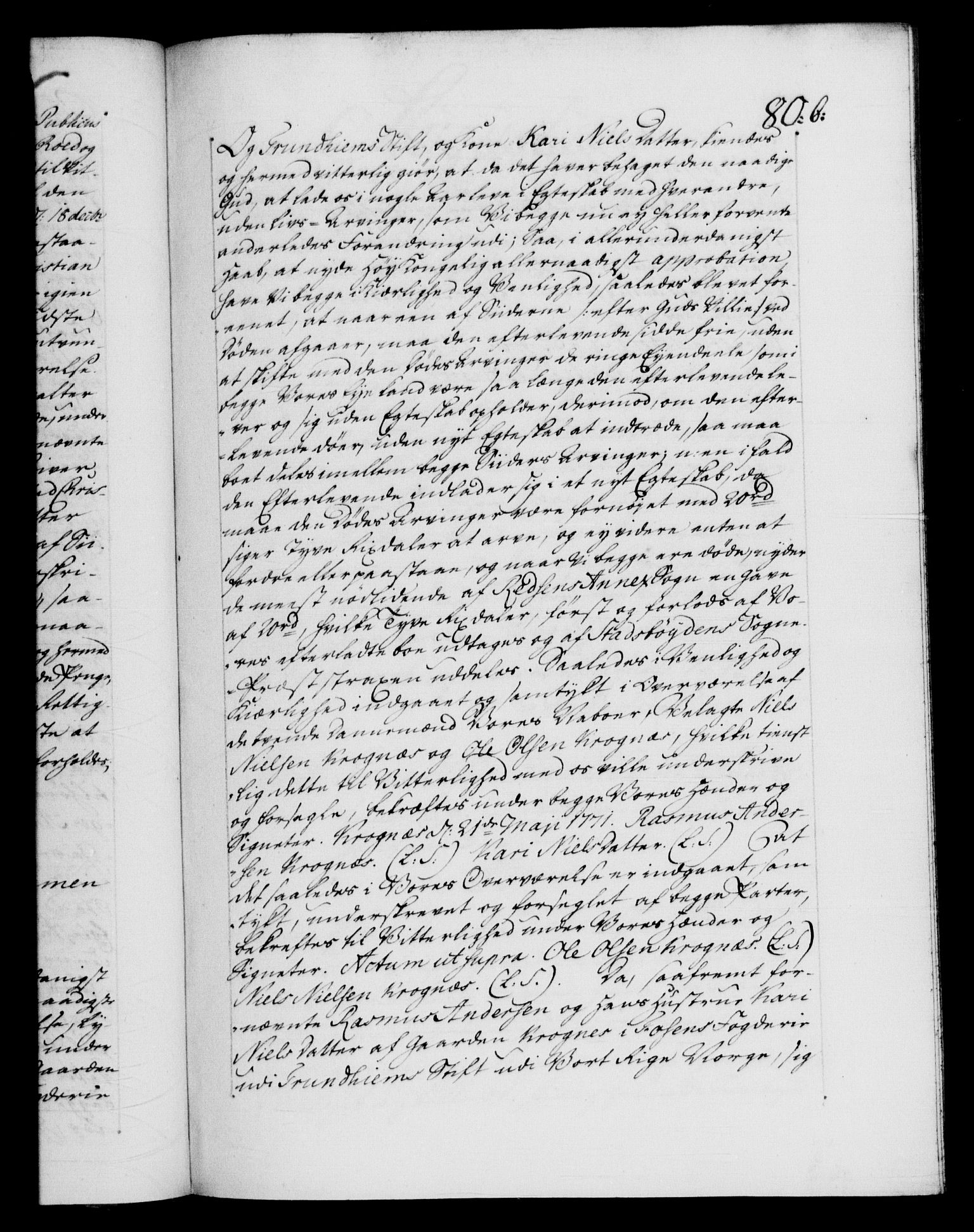 Danske Kanselli 1572-1799, RA/EA-3023/F/Fc/Fca/Fcaa/L0045: Norske registre "Norske eller 3. dept.s åpne brev, 1771-1773, p. 80a