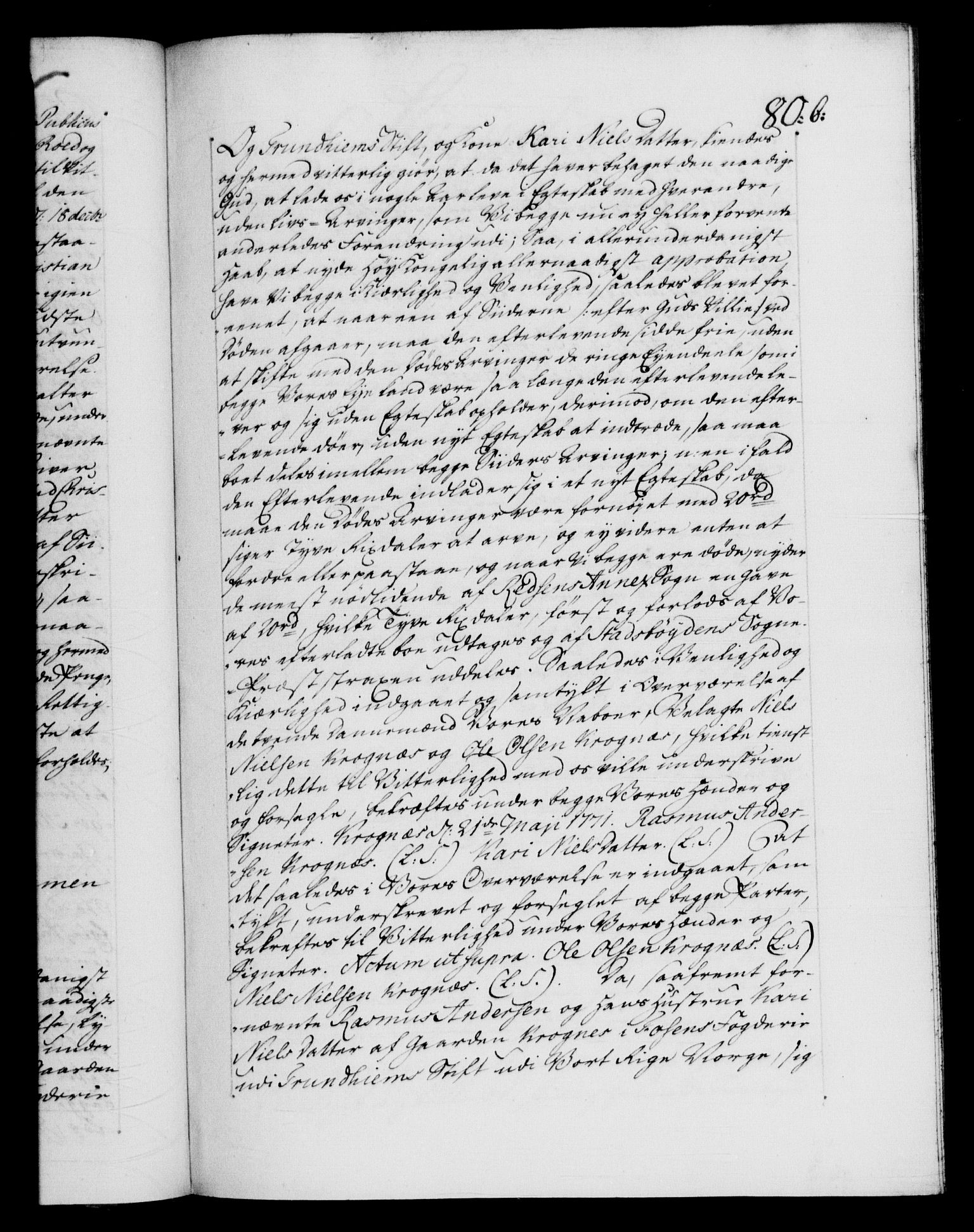 Danske Kanselli 1572-1799, AV/RA-EA-3023/F/Fc/Fca/Fcaa/L0045: Norske registre "Norske eller 3. dept.s åpne brev, 1771-1773, p. 80a