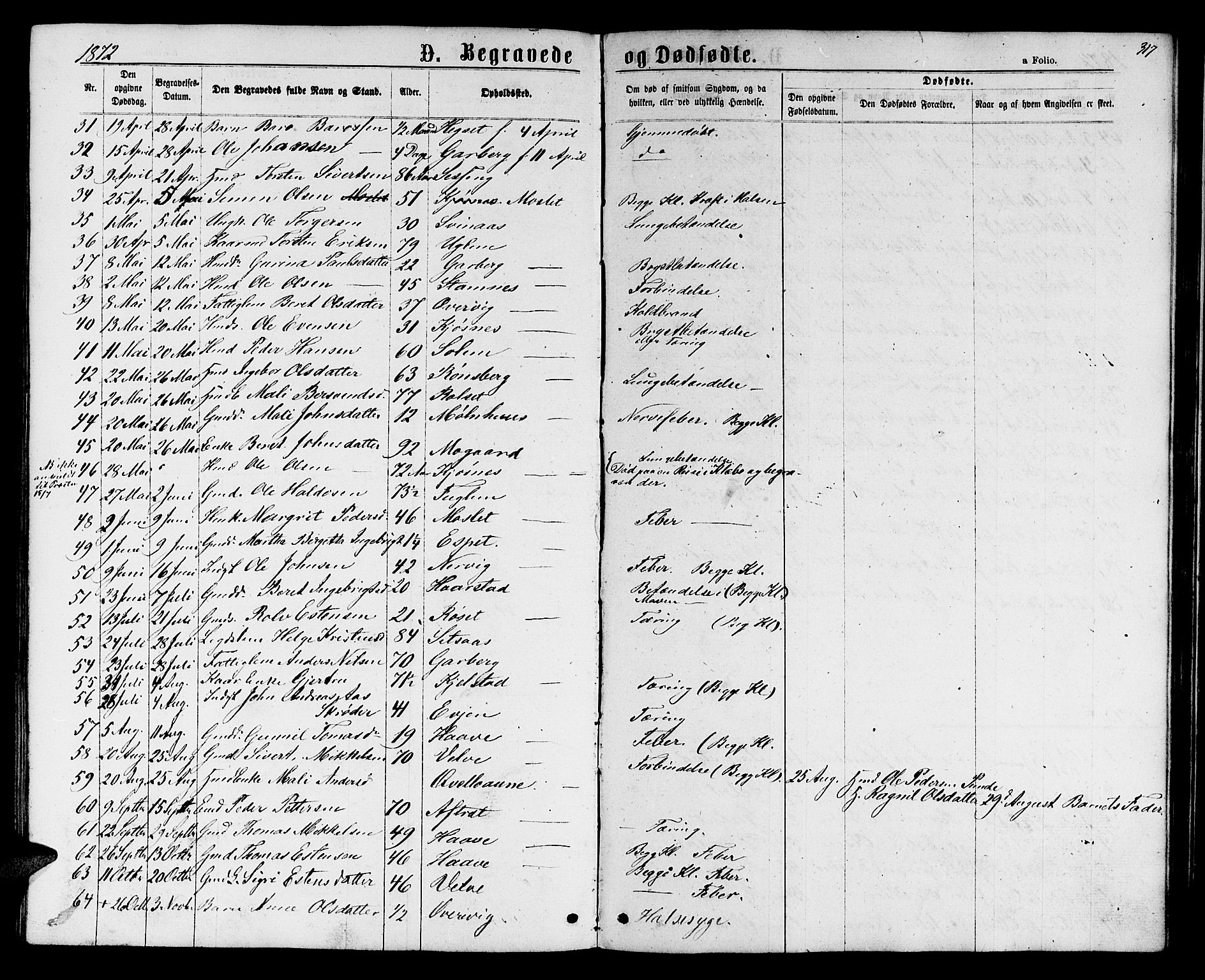 Ministerialprotokoller, klokkerbøker og fødselsregistre - Sør-Trøndelag, SAT/A-1456/695/L1156: Parish register (copy) no. 695C07, 1869-1888, p. 317