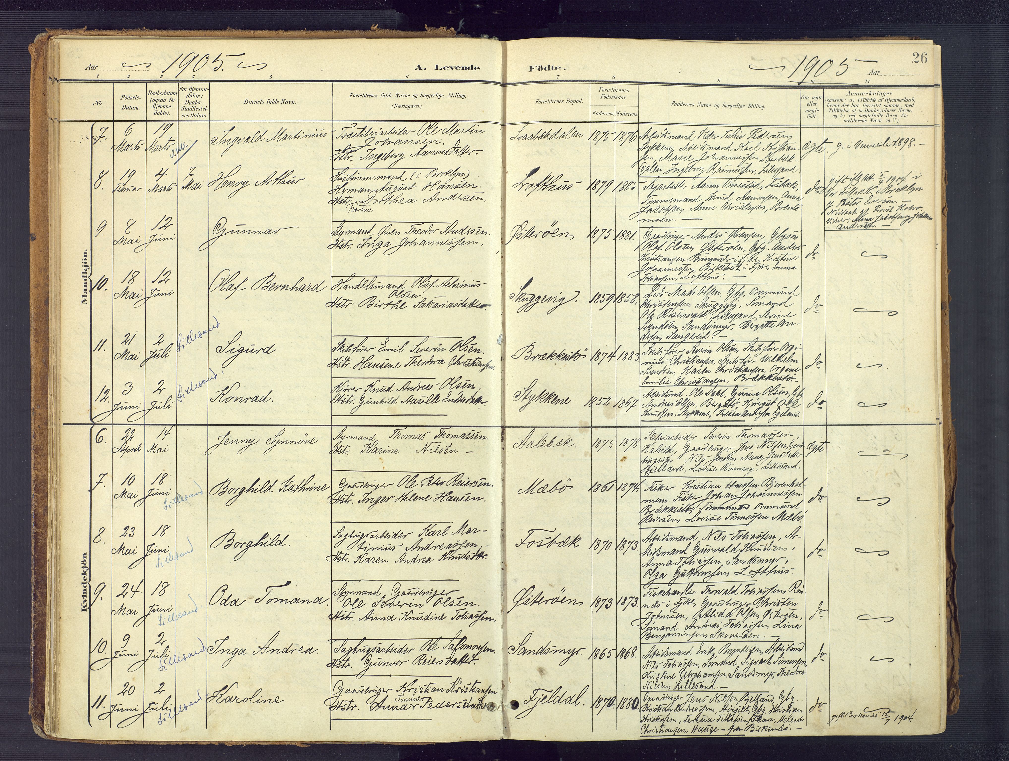 Vestre Moland sokneprestkontor, SAK/1111-0046/F/Fa/Fab/L0010: Parish register (official) no. A 10, 1900-1926, p. 26