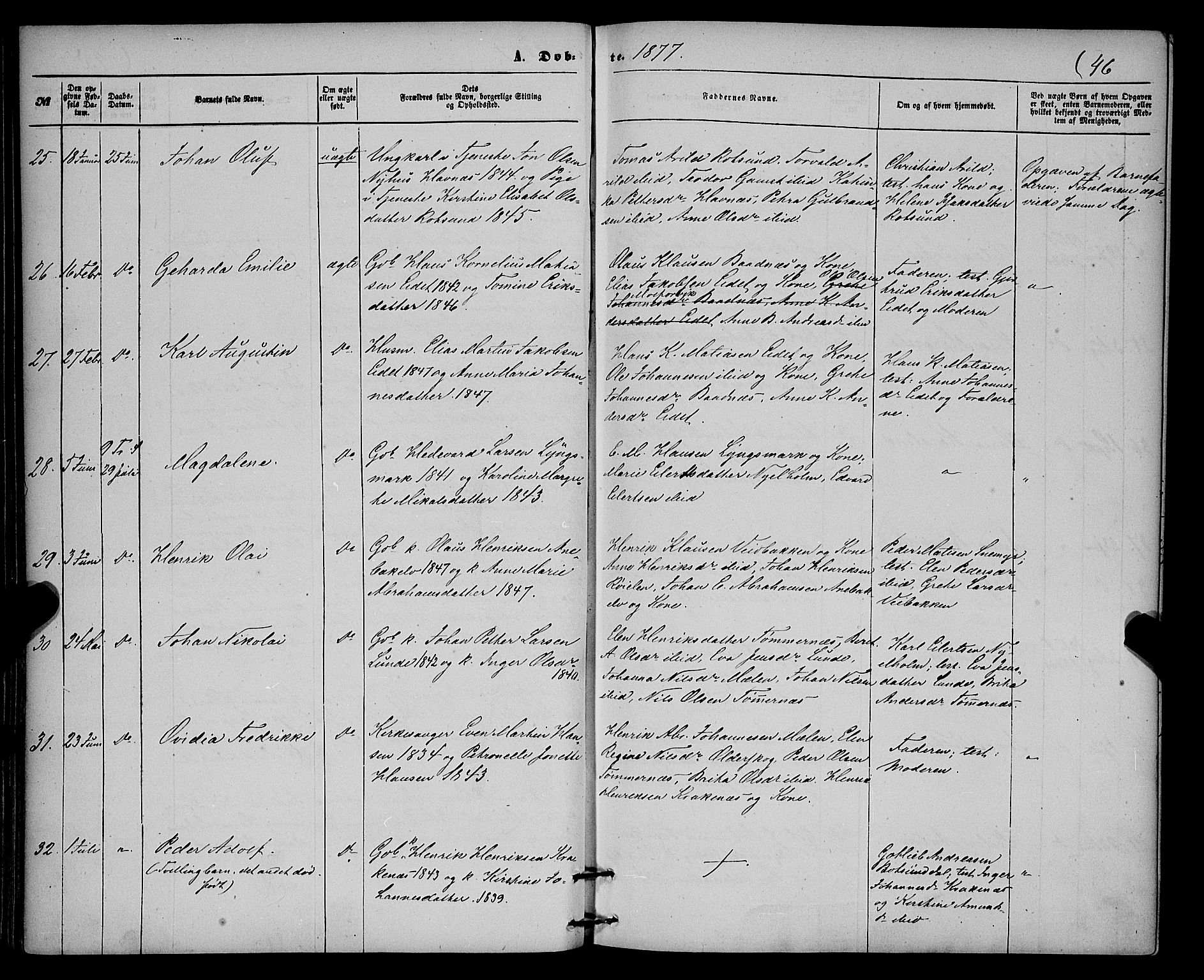 Skjervøy sokneprestkontor, SATØ/S-1300/H/Ha/Haa/L0013kirke: Parish register (official) no. 13, 1863-1877, p. 46