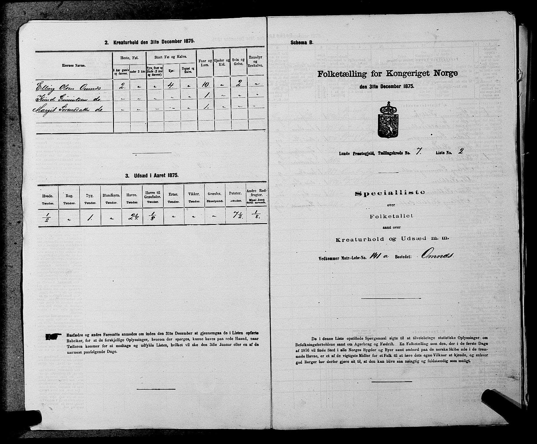 SAKO, 1875 census for 0820P Lunde, 1875, p. 949