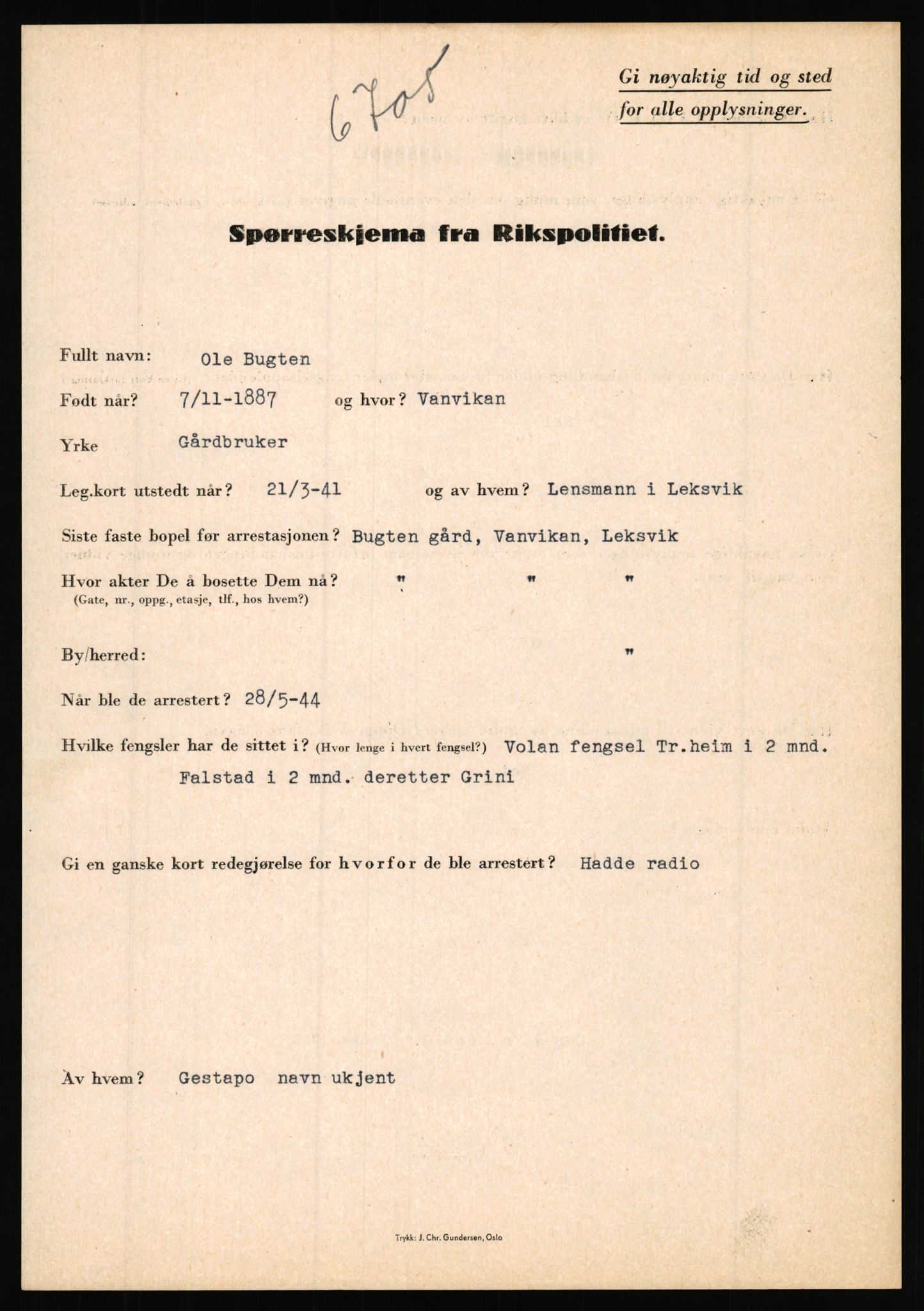 Rikspolitisjefen, AV/RA-S-1560/L/L0003: Bua, Bjarne - Erdal, Ingolf, 1940-1945, p. 23