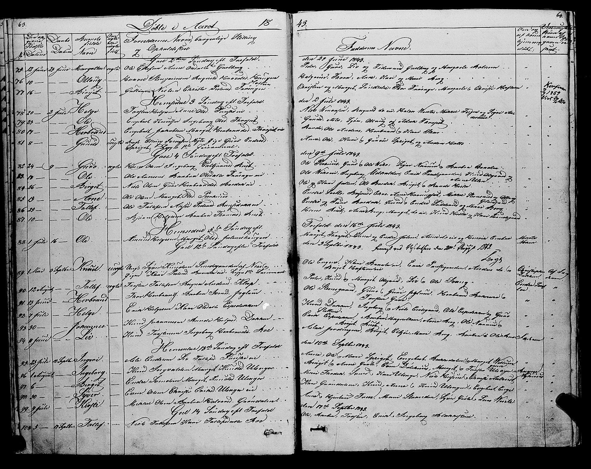 Gol kirkebøker, SAKO/A-226/F/Fa/L0002: Parish register (official) no. I 2, 1837-1863, p. 63-64