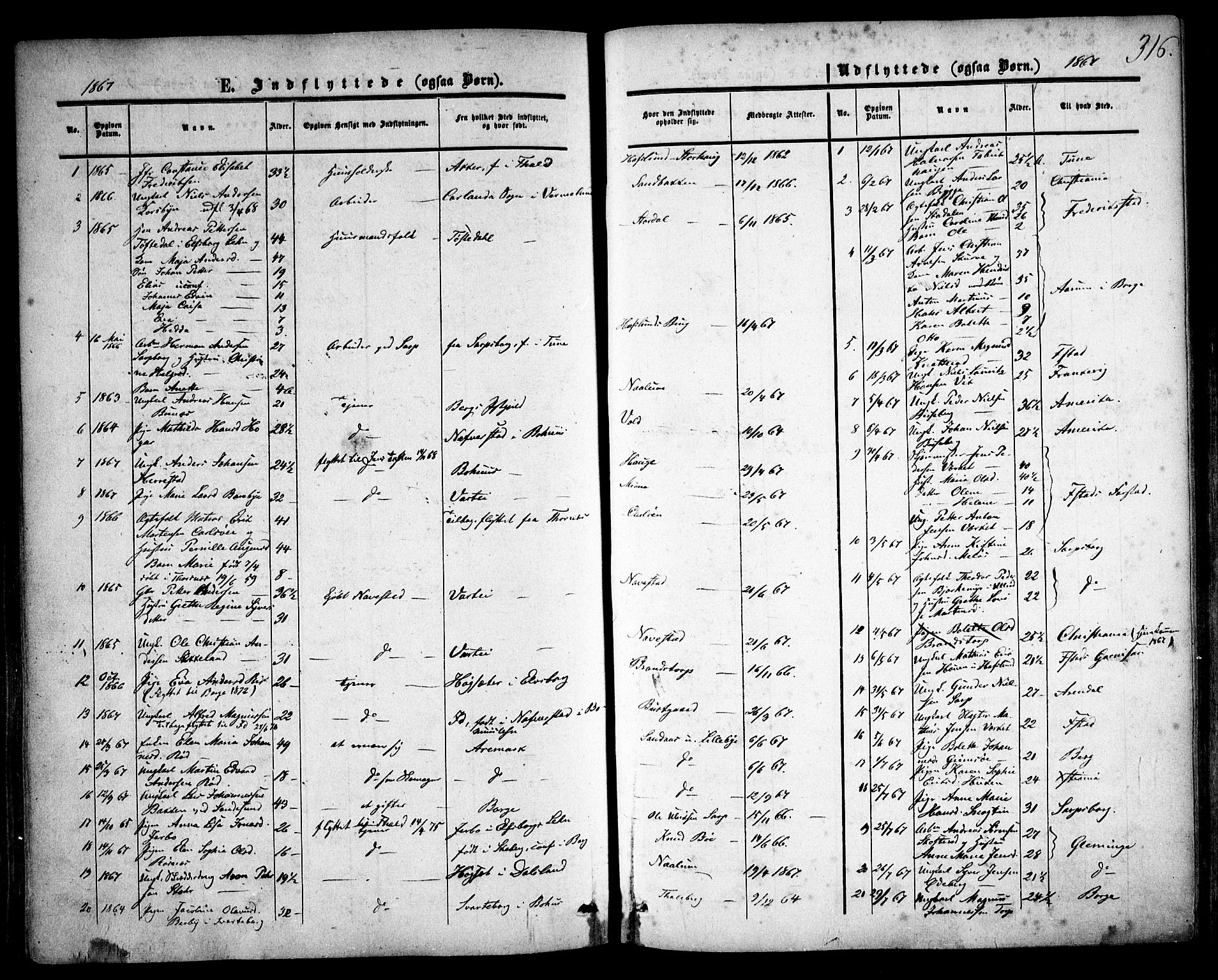 Skjeberg prestekontor Kirkebøker, SAO/A-10923/F/Fa/L0007: Parish register (official) no. I 7, 1859-1868, p. 316