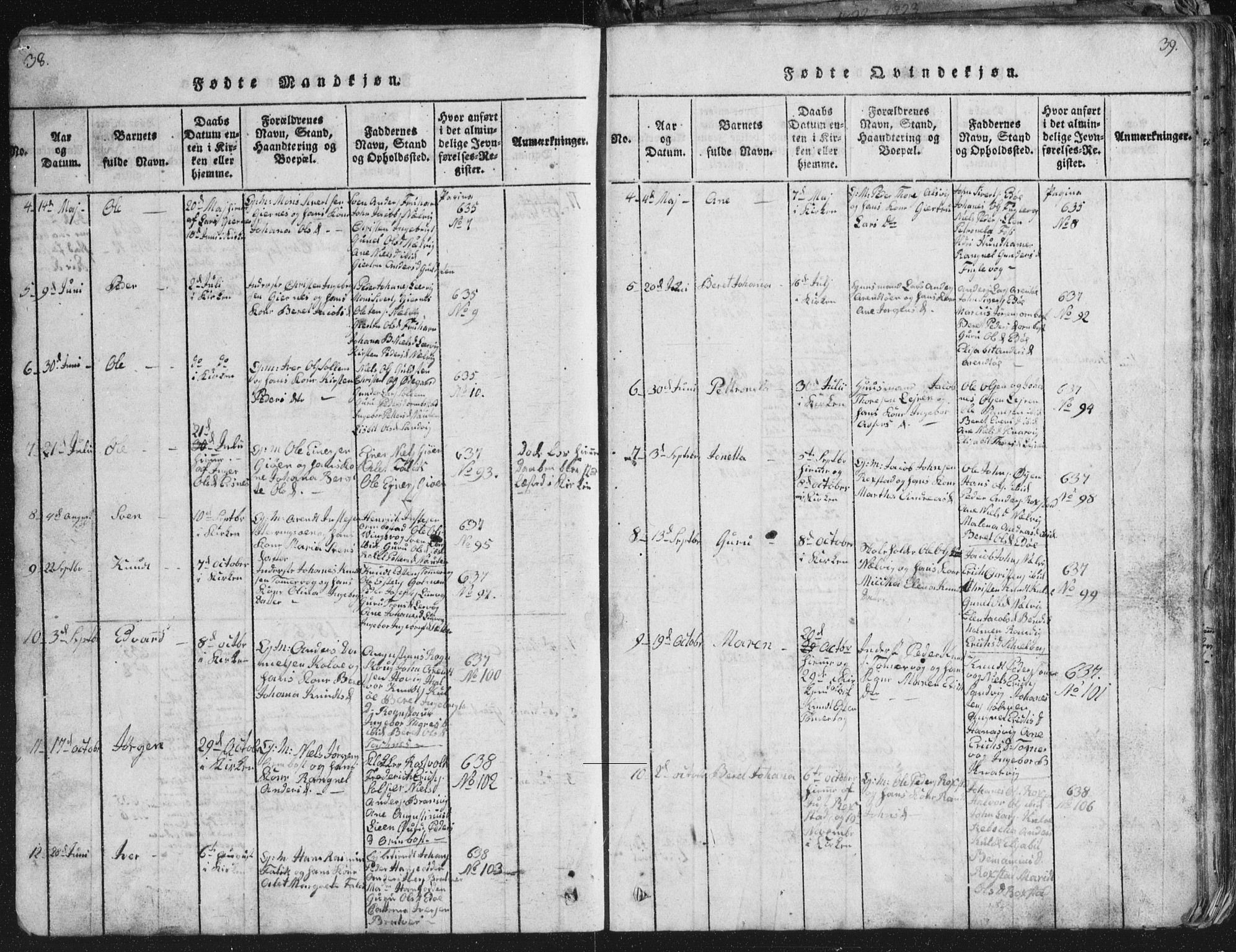 Ministerialprotokoller, klokkerbøker og fødselsregistre - Møre og Romsdal, AV/SAT-A-1454/581/L0942: Parish register (copy) no. 581C00, 1820-1836, p. 38-39