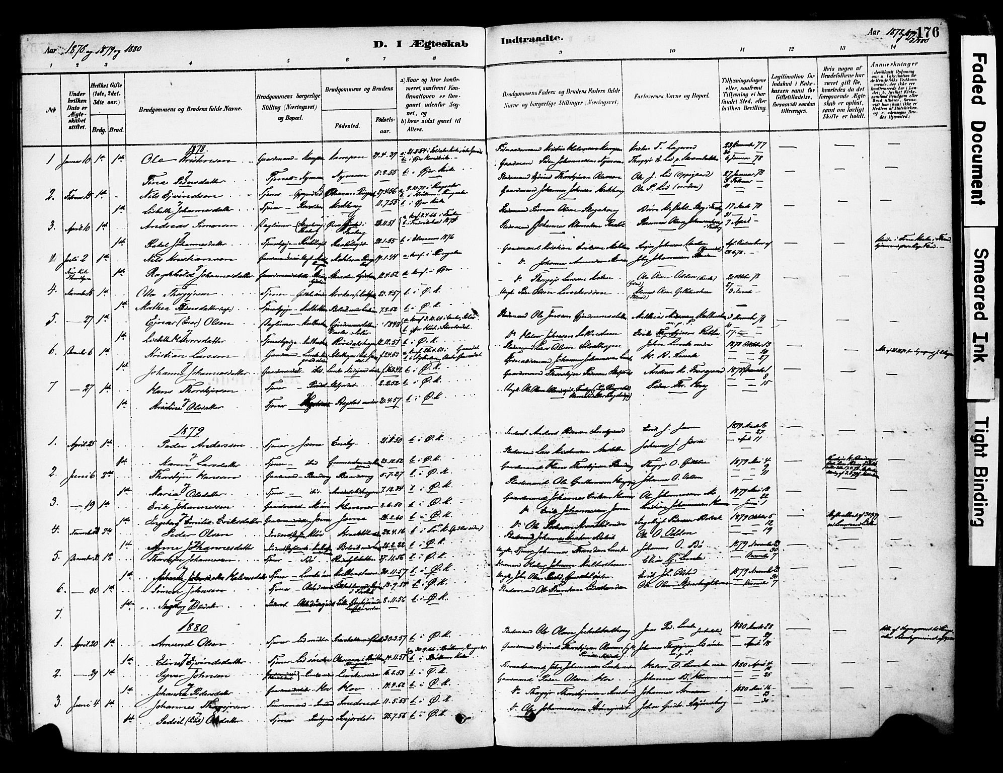 Øyer prestekontor, SAH/PREST-084/H/Ha/Haa/L0008: Parish register (official) no. 8, 1878-1897, p. 176