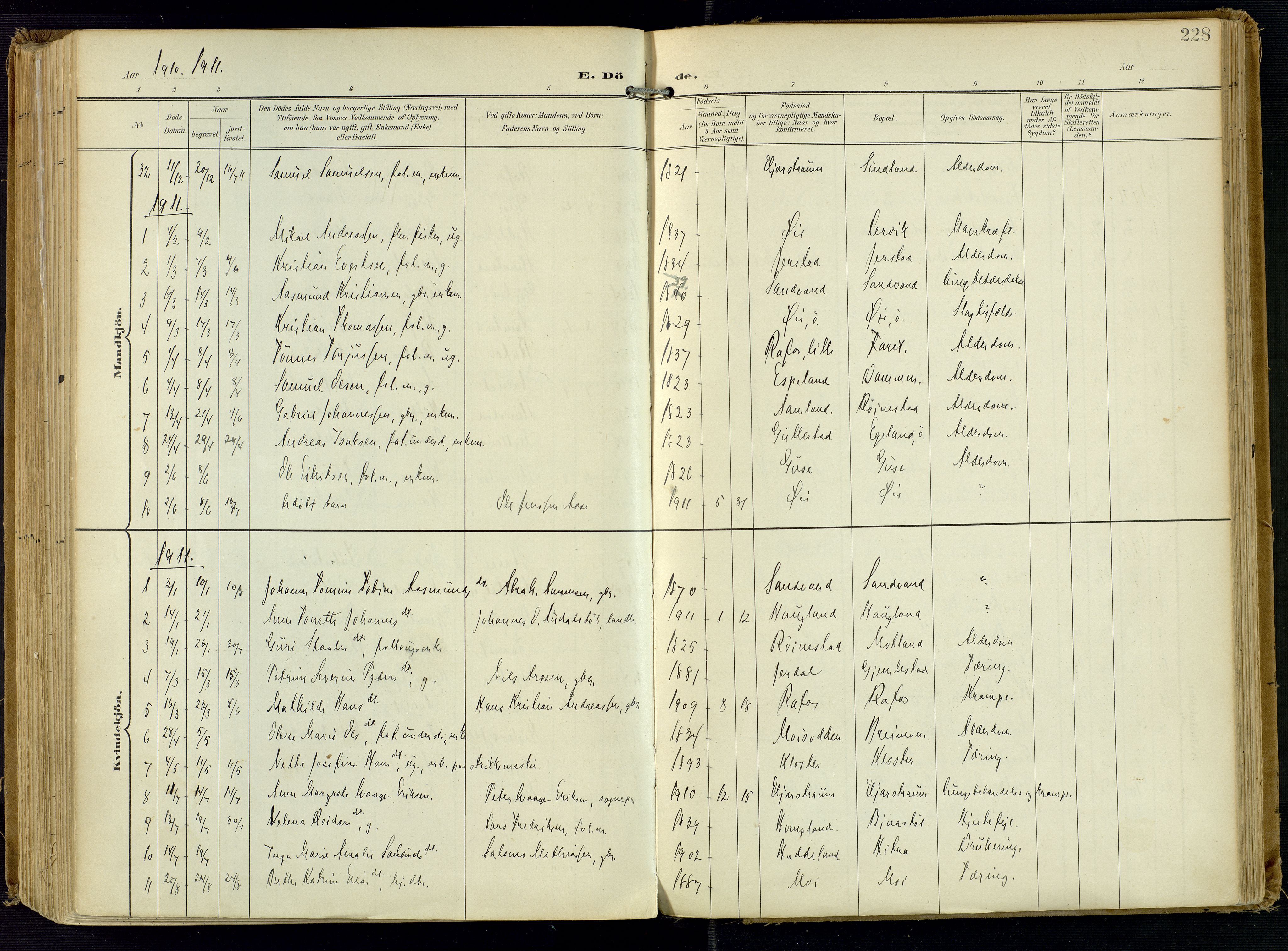 Kvinesdal sokneprestkontor, AV/SAK-1111-0026/F/Fa/Fab/L0009: Parish register (official) no. A 9, 1898-1915, p. 228