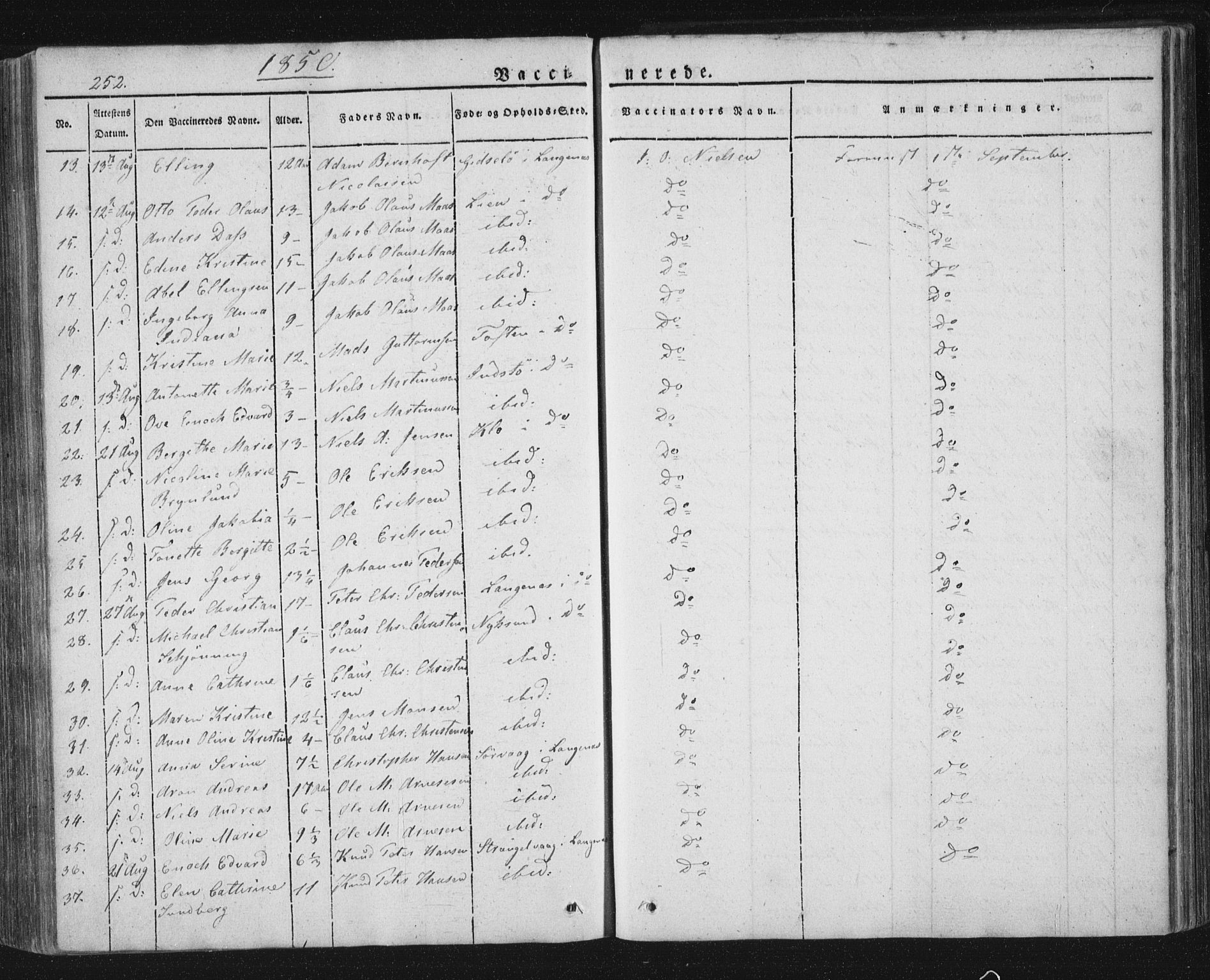 Ministerialprotokoller, klokkerbøker og fødselsregistre - Nordland, AV/SAT-A-1459/893/L1332: Parish register (official) no. 893A05, 1841-1858, p. 252