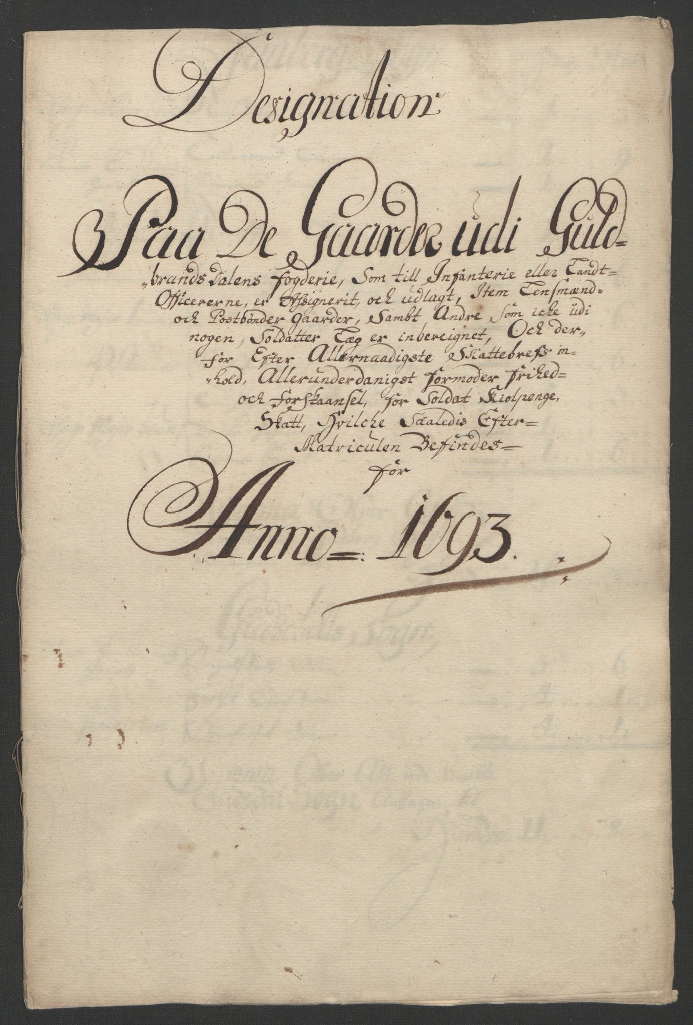 Rentekammeret inntil 1814, Reviderte regnskaper, Fogderegnskap, RA/EA-4092/R17/L1167: Fogderegnskap Gudbrandsdal, 1693, p. 314