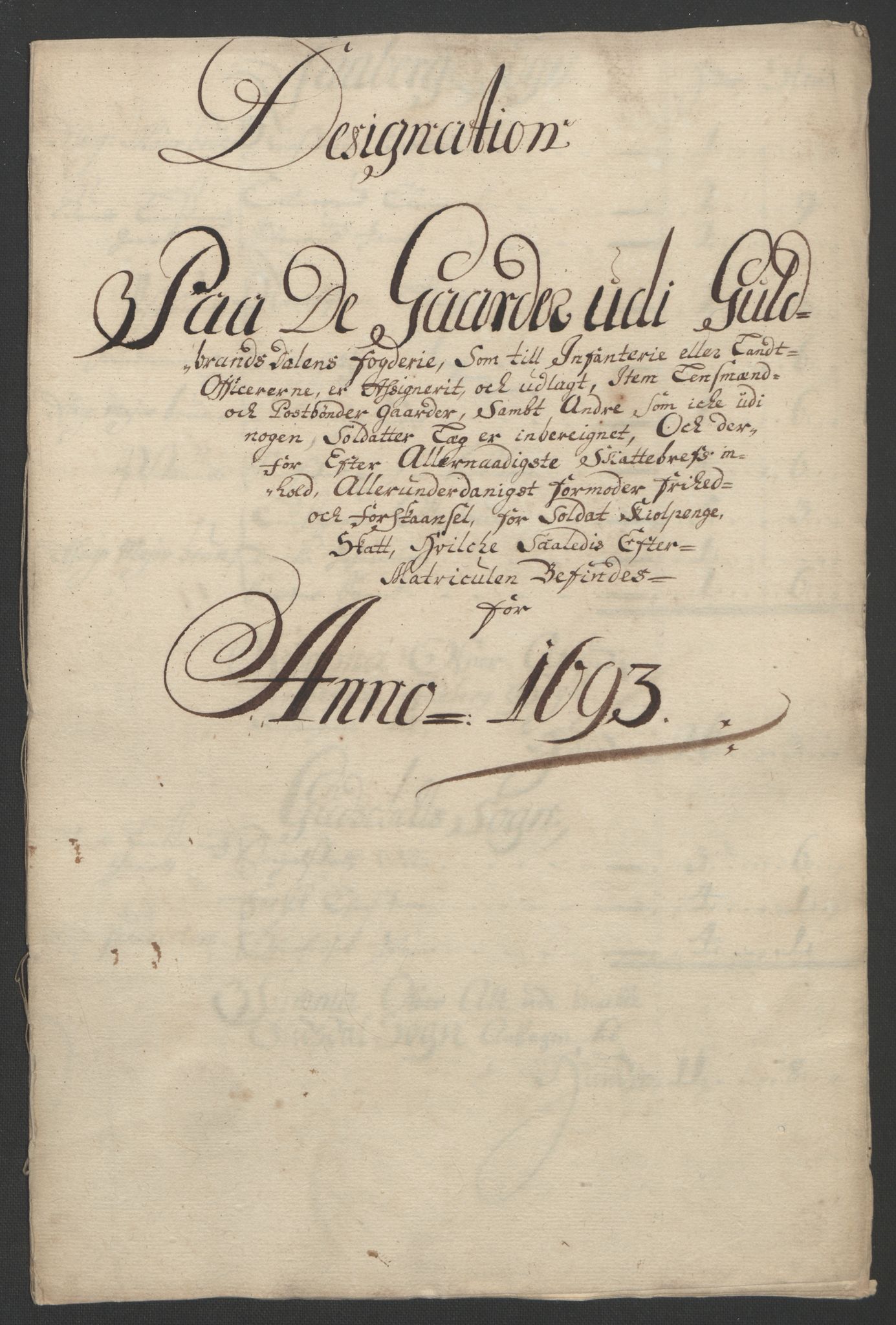 Rentekammeret inntil 1814, Reviderte regnskaper, Fogderegnskap, AV/RA-EA-4092/R17/L1167: Fogderegnskap Gudbrandsdal, 1693, p. 314