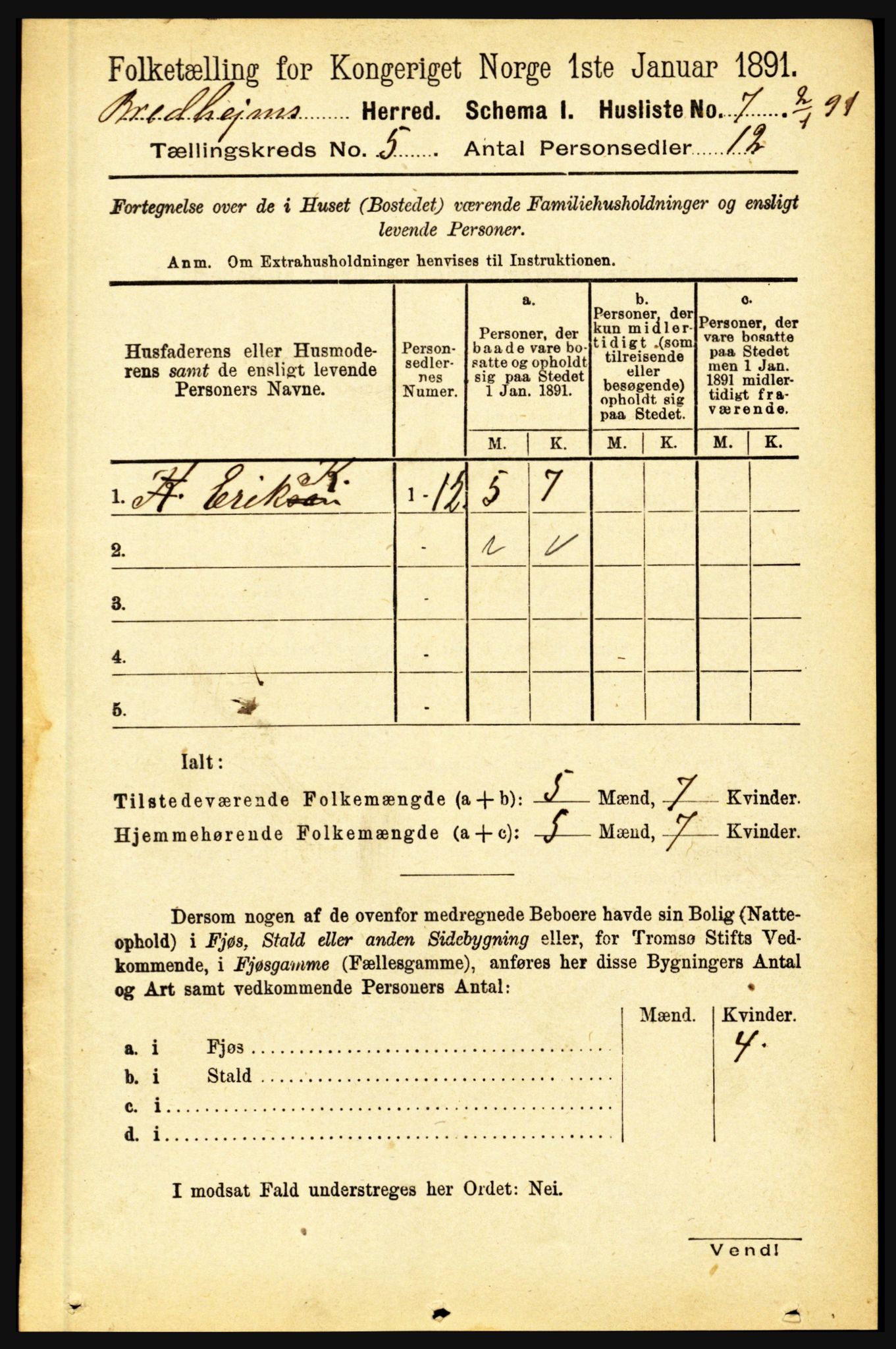 RA, 1891 census for 1446 Breim, 1891, p. 1699