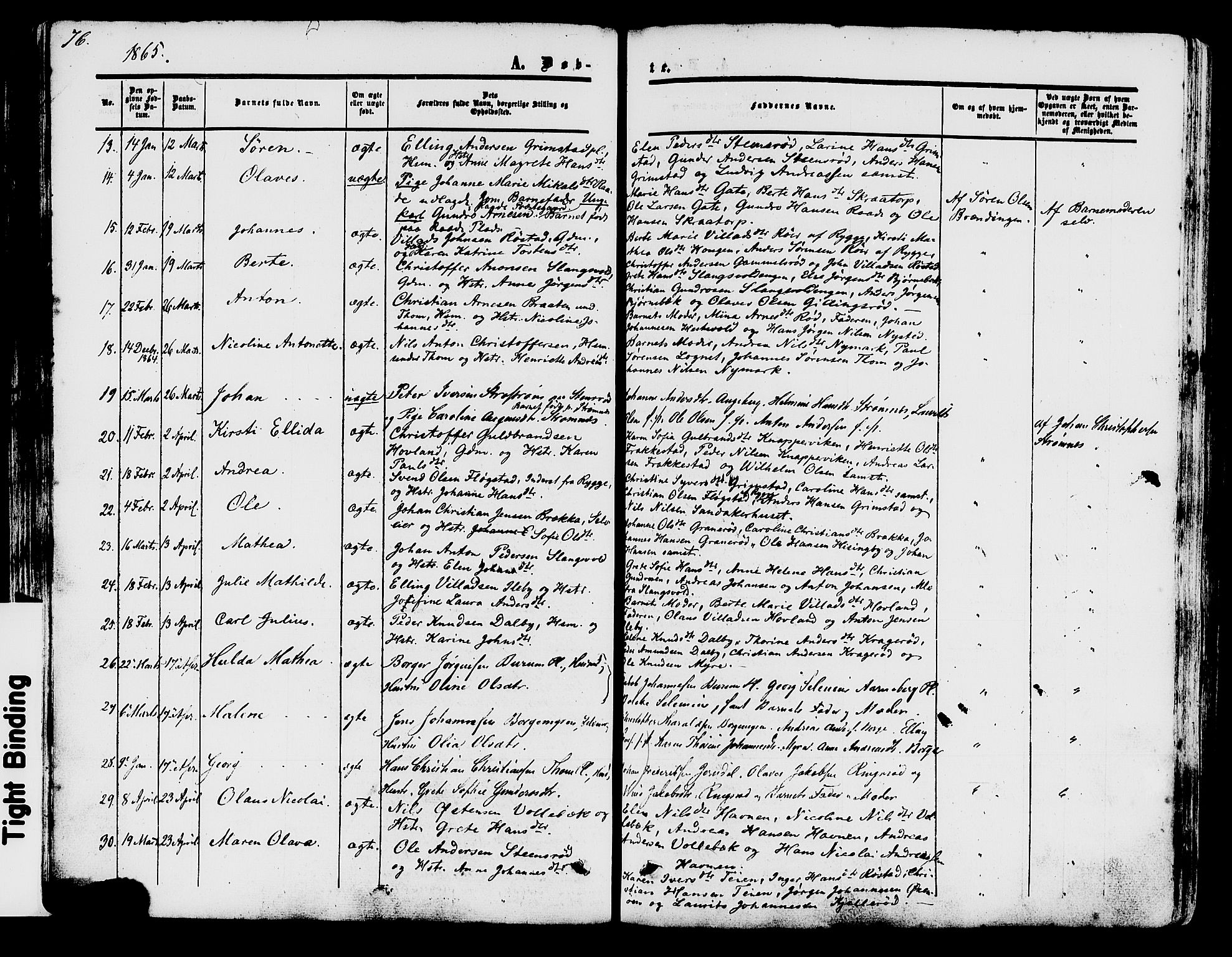 Råde prestekontor kirkebøker, AV/SAO-A-2009/F/Fa/L0006: Parish register (official) no. 6, 1854-1877, p. 76